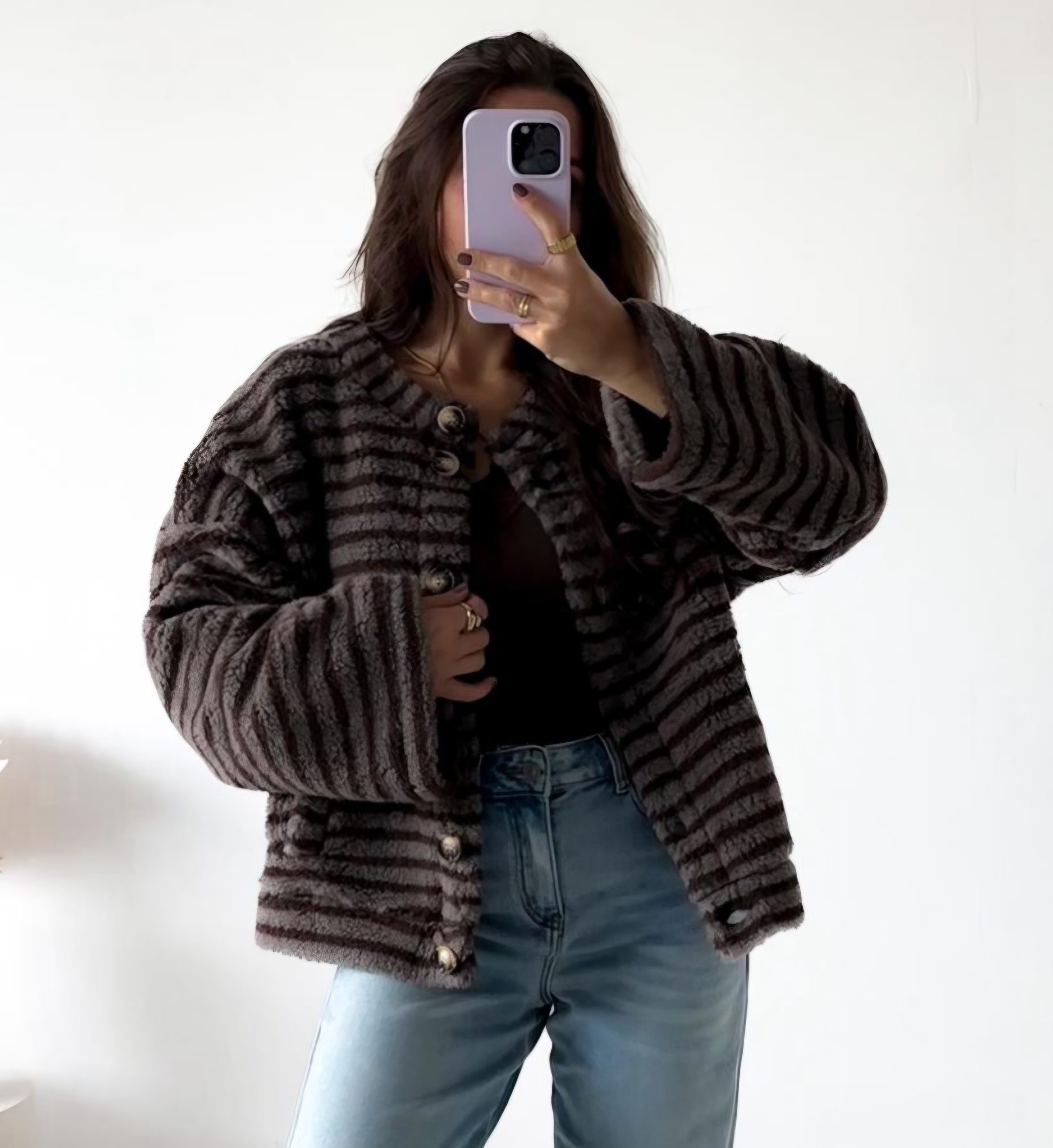 TEDDYJACKE STRIPES OLAF 34-42 kleine Streifen Made in Italy Jacke