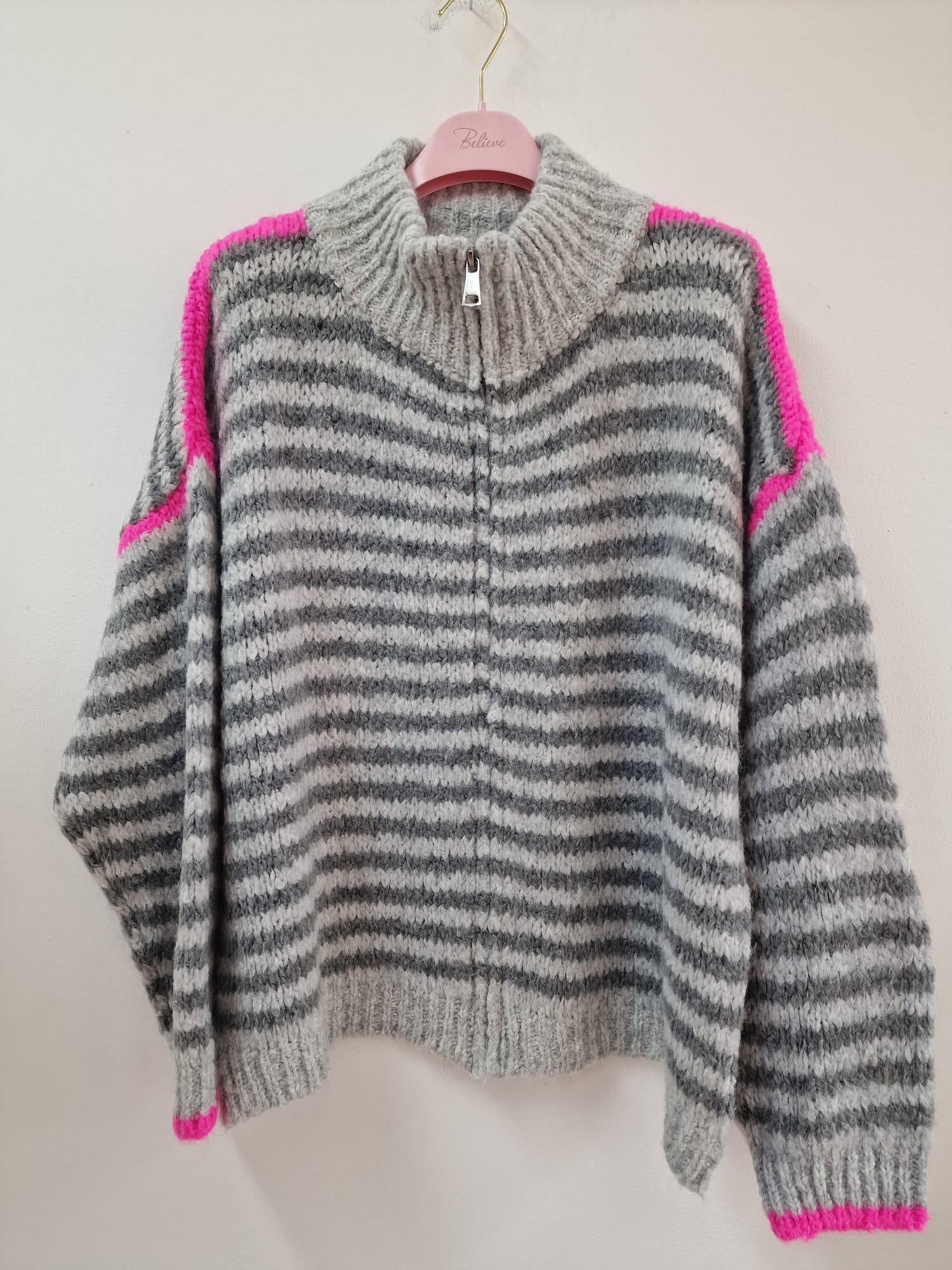 Cardigan mit Reißverschluss – SJ0084 | Made in Italy 34-44 Strickjacke
