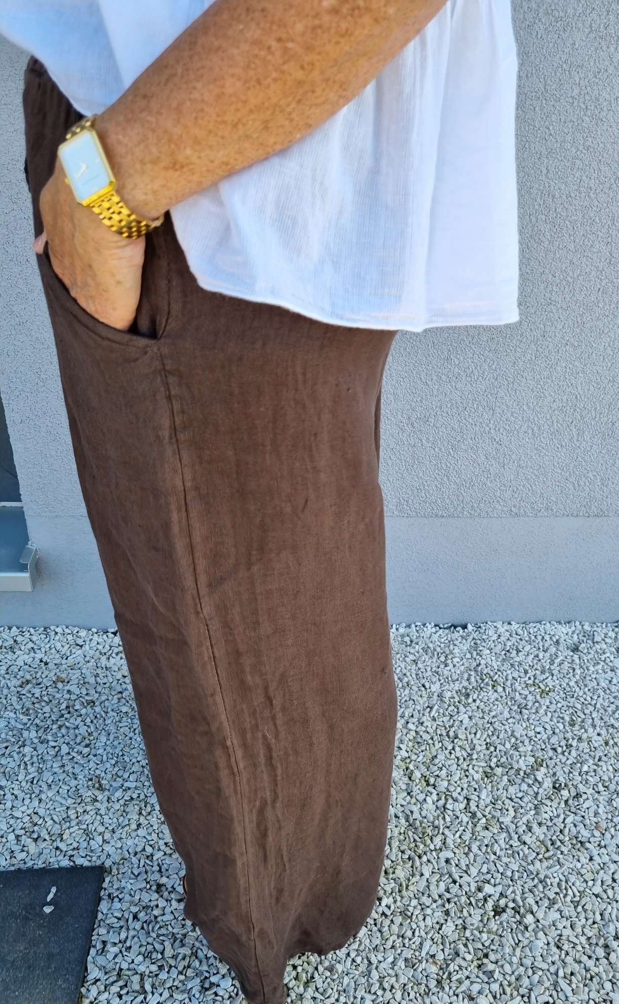 LINEN MARLENE PANT BRIGITTE BRAUN Pocket 34-42 Made in Italy weite Leinen Hose mit Taschen LINEN MARLENE PANT BRIGITTE BRAUN Pocket 34-42 Made in Italy weite Leinen Hose mit Taschen