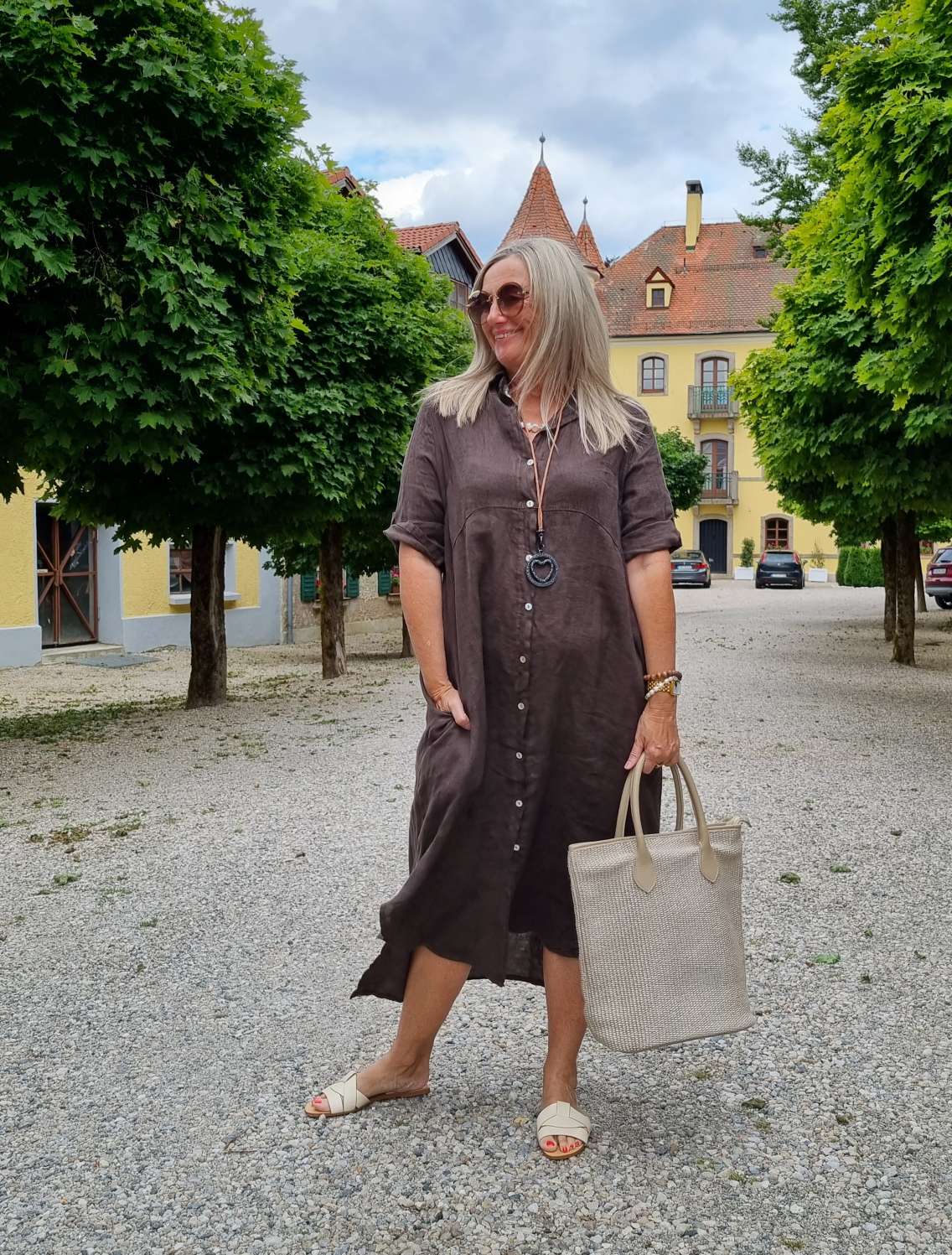 LINEN DESS WILMA BRAUN 34-42 Made in Italy Leinen Kleid Long Bluse Mantel LINEN DESS WILMA BRAUN 34-42 Made in Italy Leinen Kleid Long Bluse Mantel