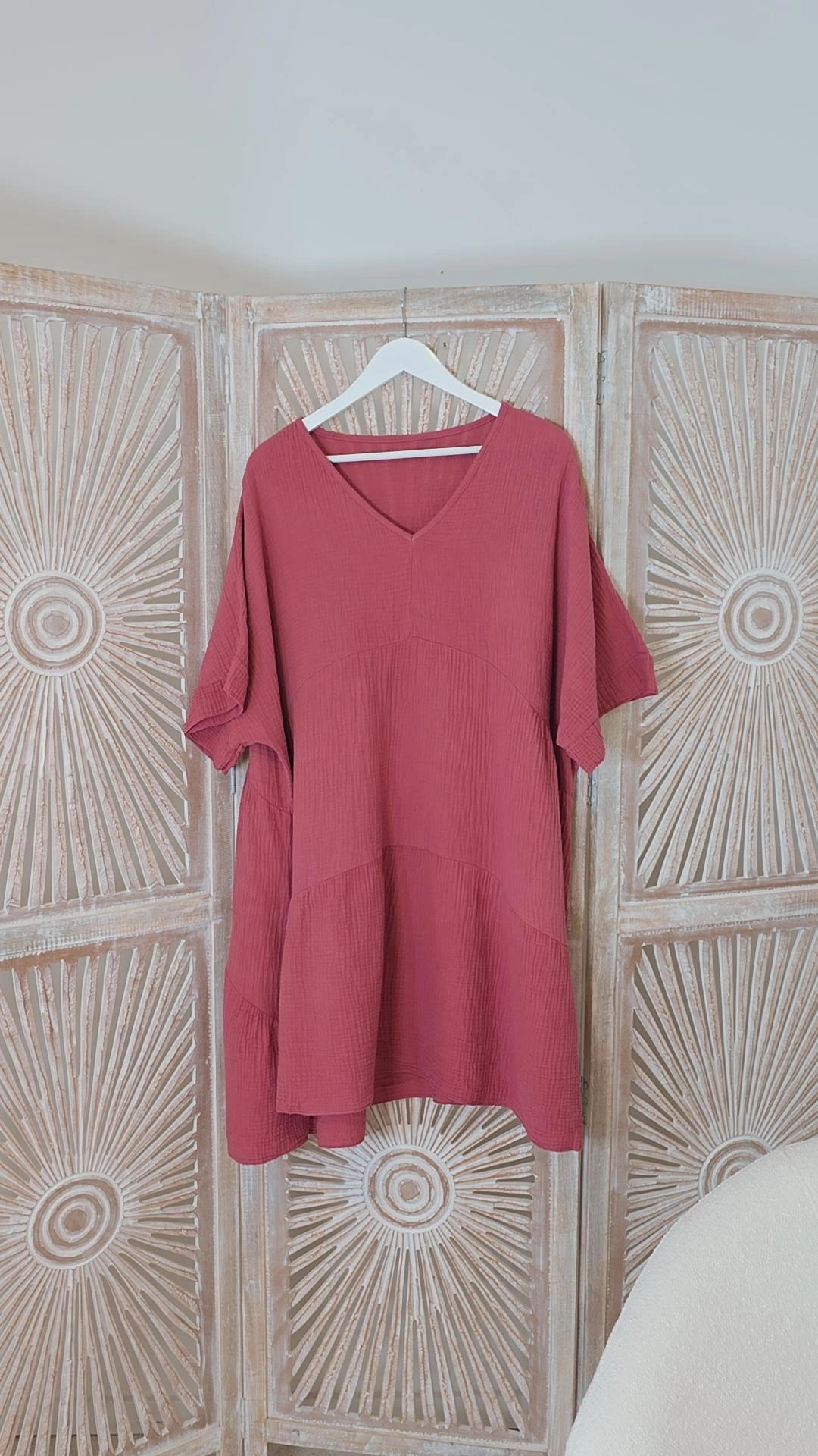 KURZES MUSSELIN TUNIKA KLEID CALLA Made in Italy 34-44/46