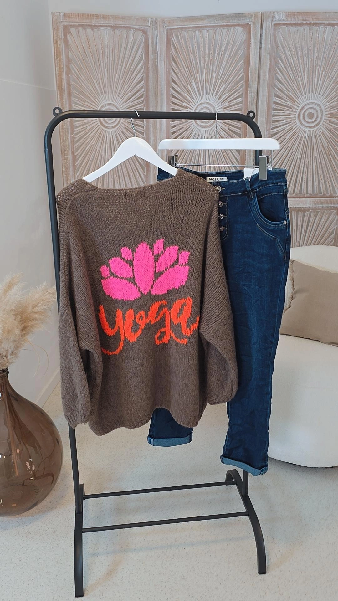 LÄSSIGER YOGA-STRICK-PULLOVER SIMONE 34-44/46 Made in Italy 
