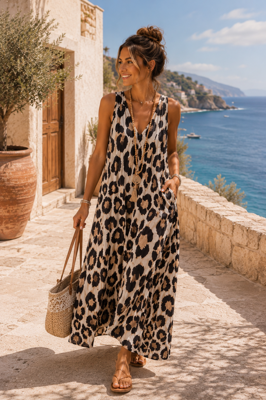 Kleid Kongo – Made in Italy  Trendiges Leo-Kleid mit Taschen | Passend bis Größe 42/44