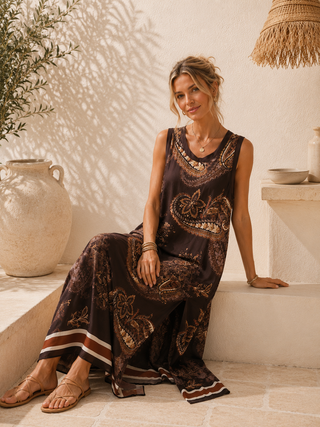 Satin-Kleid Evelina Paisley Made in Italy Viskose Qualtiät Gr. 34-40/42