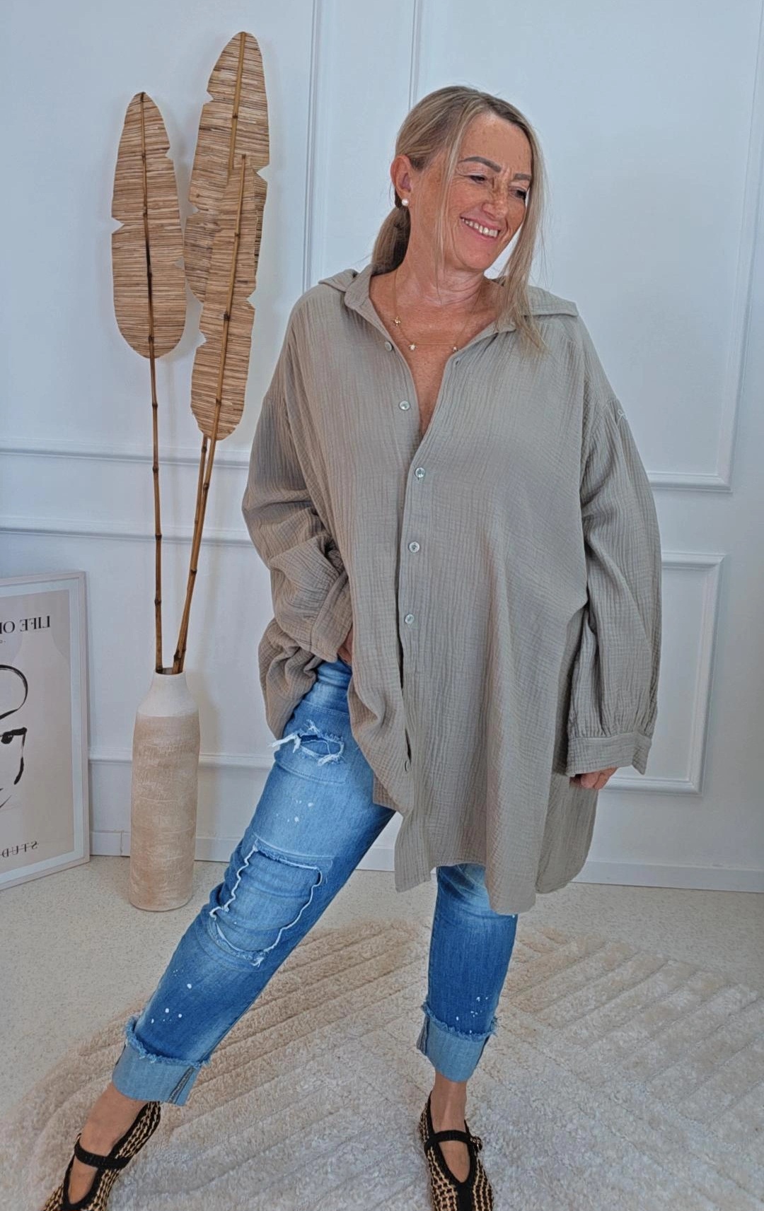 MUSSELIN BLUSE VALERIA UNI Made in Italy 34-46
