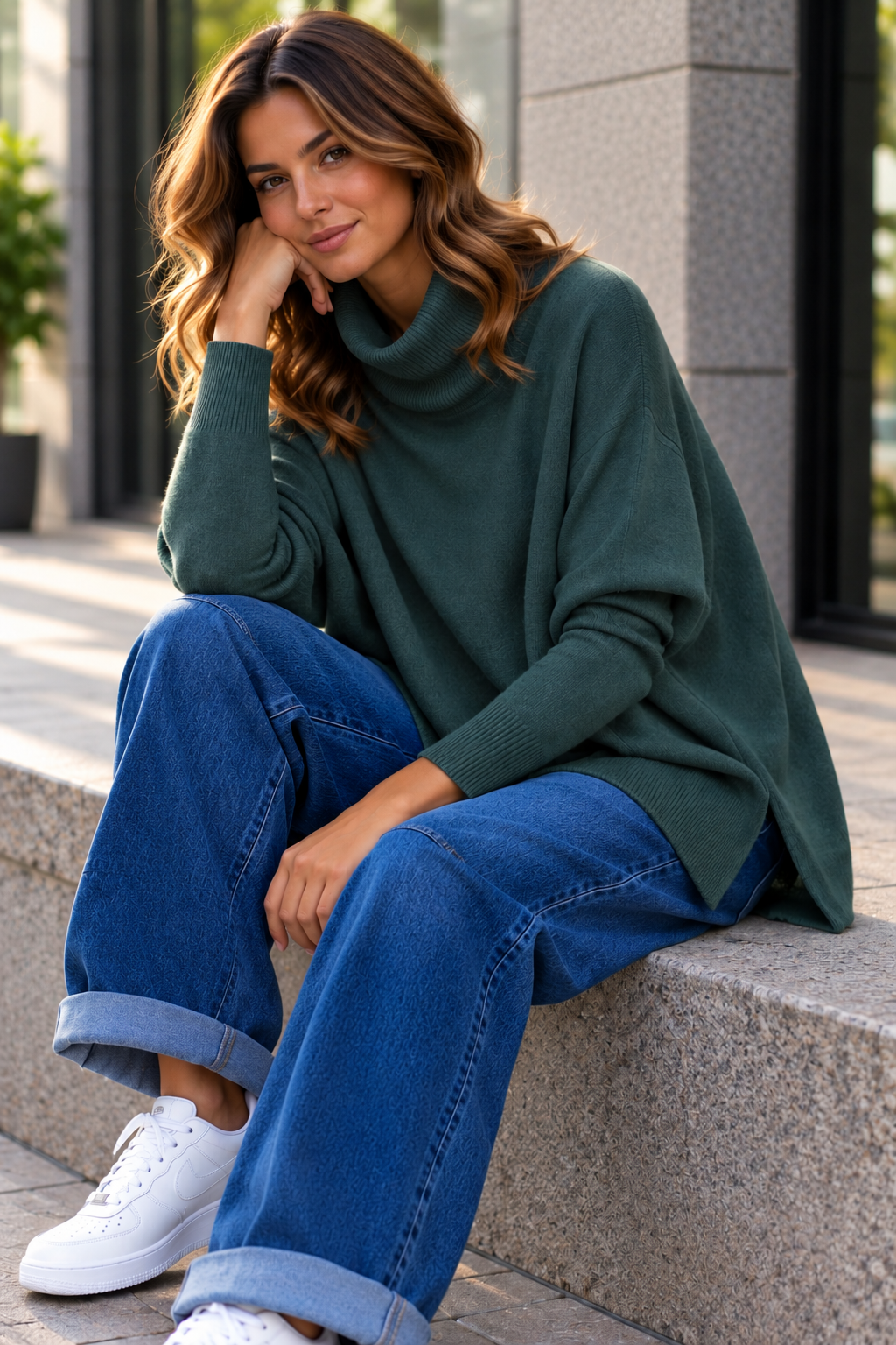Oversize Rollkragen-Pullover Uni RP0164 I Made in Italy 34-44/46 Strick Pullover