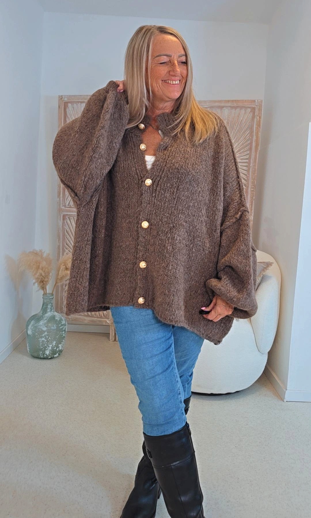 OVERSIZE STRICK-CARDIGAN MALI Made in Italy 34 - 50 