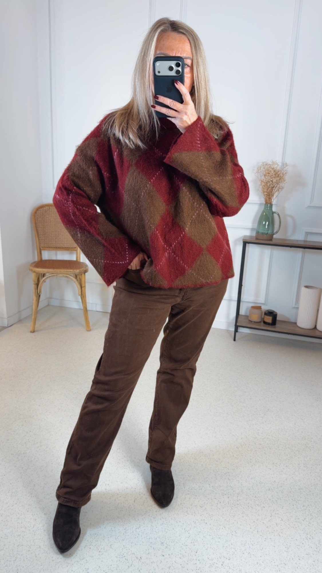 COZY KNIT SWEATER MIRANDA Pullover Strickpullover graphisches Muster 34- 44 Made in Italy