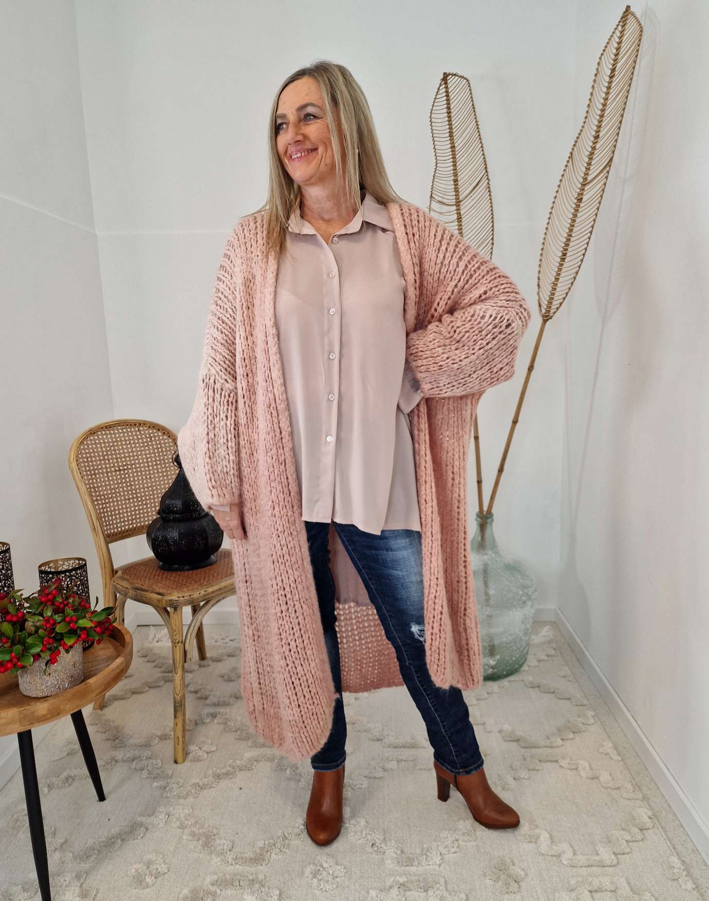 KNIT CARDIGAN LUCIEN ROSA 34-42 Made in Italy Strickjacke Mantel KNIT CARDIGAN LUCIEN ROSA 34-42 Made in Italy Strickjacke Mantel