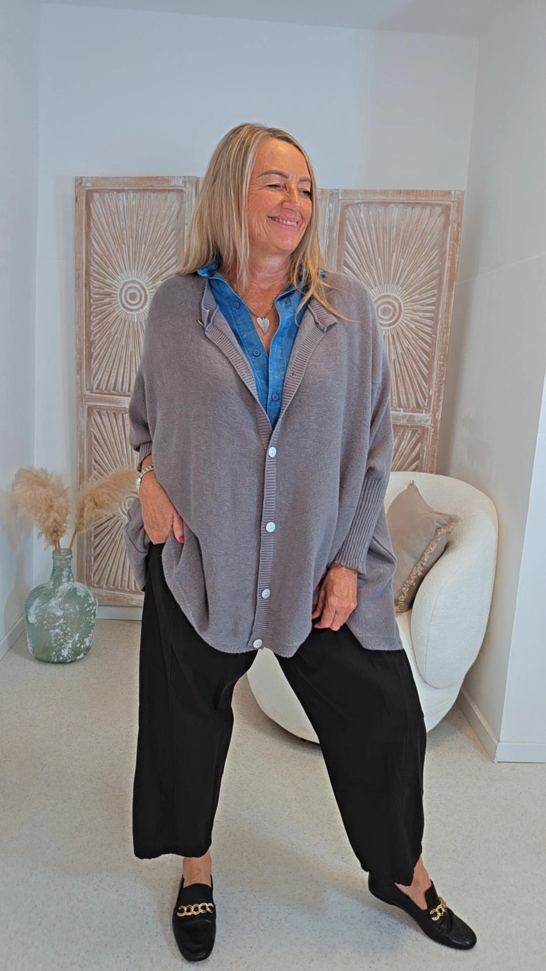 LÄSSIGER STRICK-CARDIGAN FRANZI UNI 34-48 Made in Italy