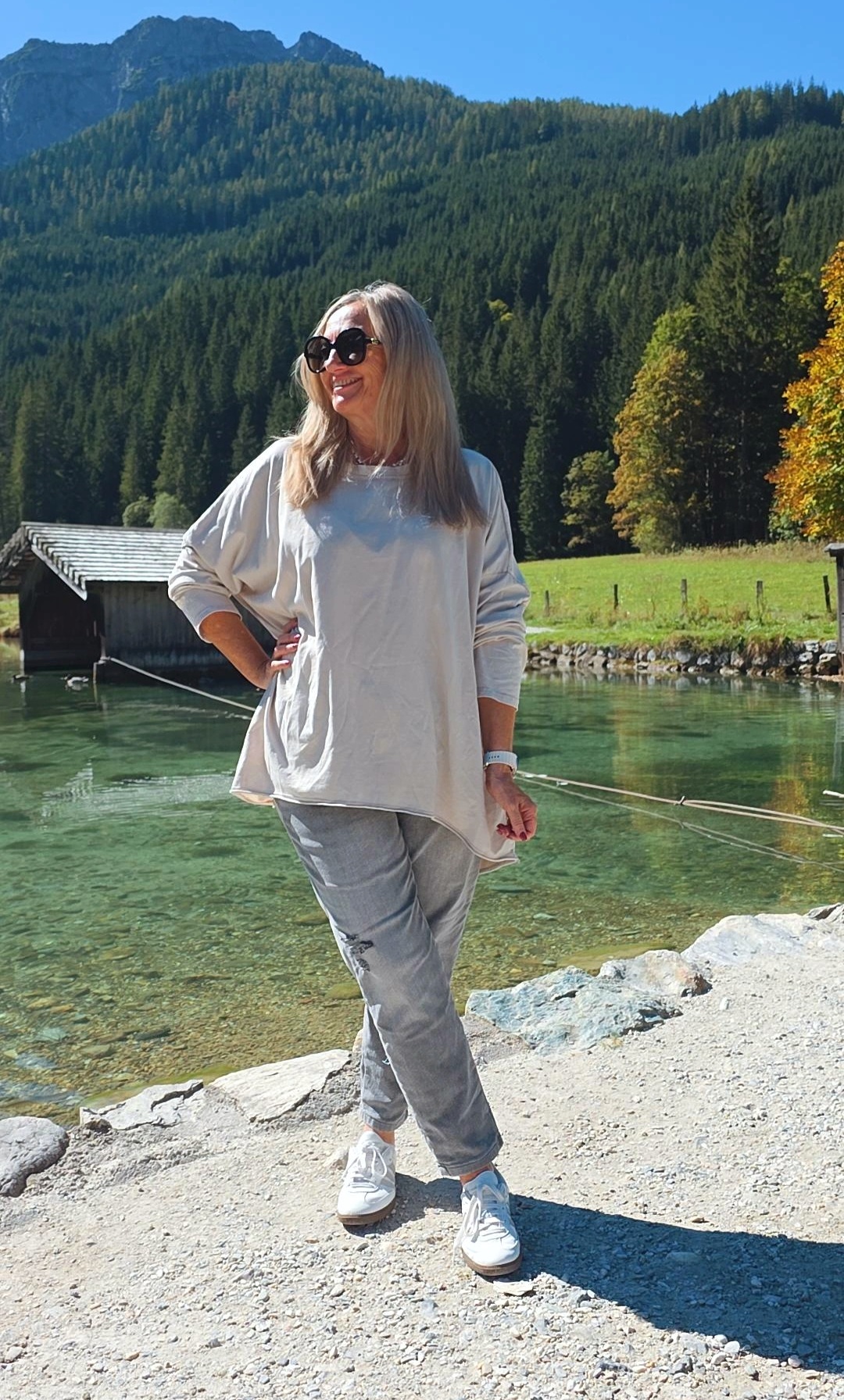 VOKUHILA SHIRT KATJA 34-44/46 Rundhals/Stonewashed Made in Italy