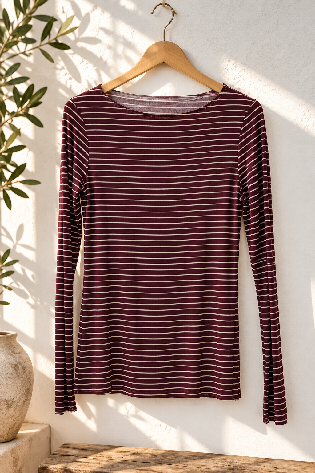 COMFY STRETCH LANGARMSHIRT STREIFEN Made in Italy Gr.  34- 40/42 LS0113 Cashmere