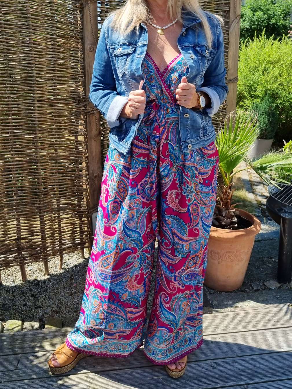 SILK JUMPSUIT MALEDIVE BLAU PINK 1297 34-42 Boho Bohemian Overall Seide SILK JUMPSUIT MALEDIVE BLAU PINK 1297 34-42 Boho Bohemian Overall Seide