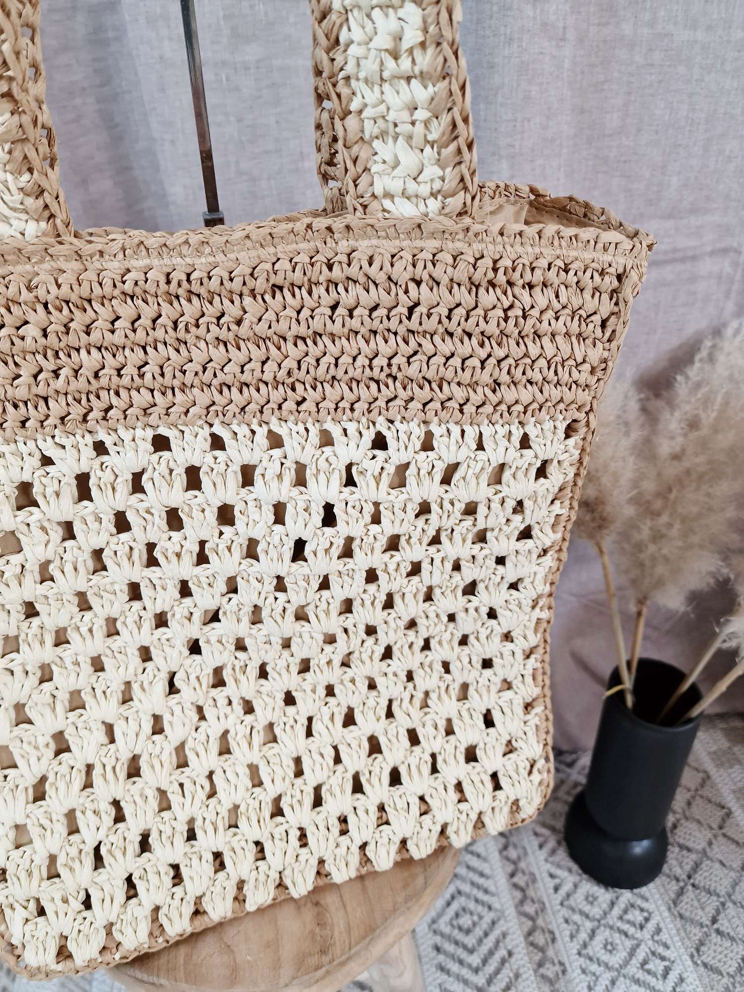 BEACH BAG NOLA BEIGE Italy Design Boho Bohemian Tasche Beach Bag Basttasche Strand