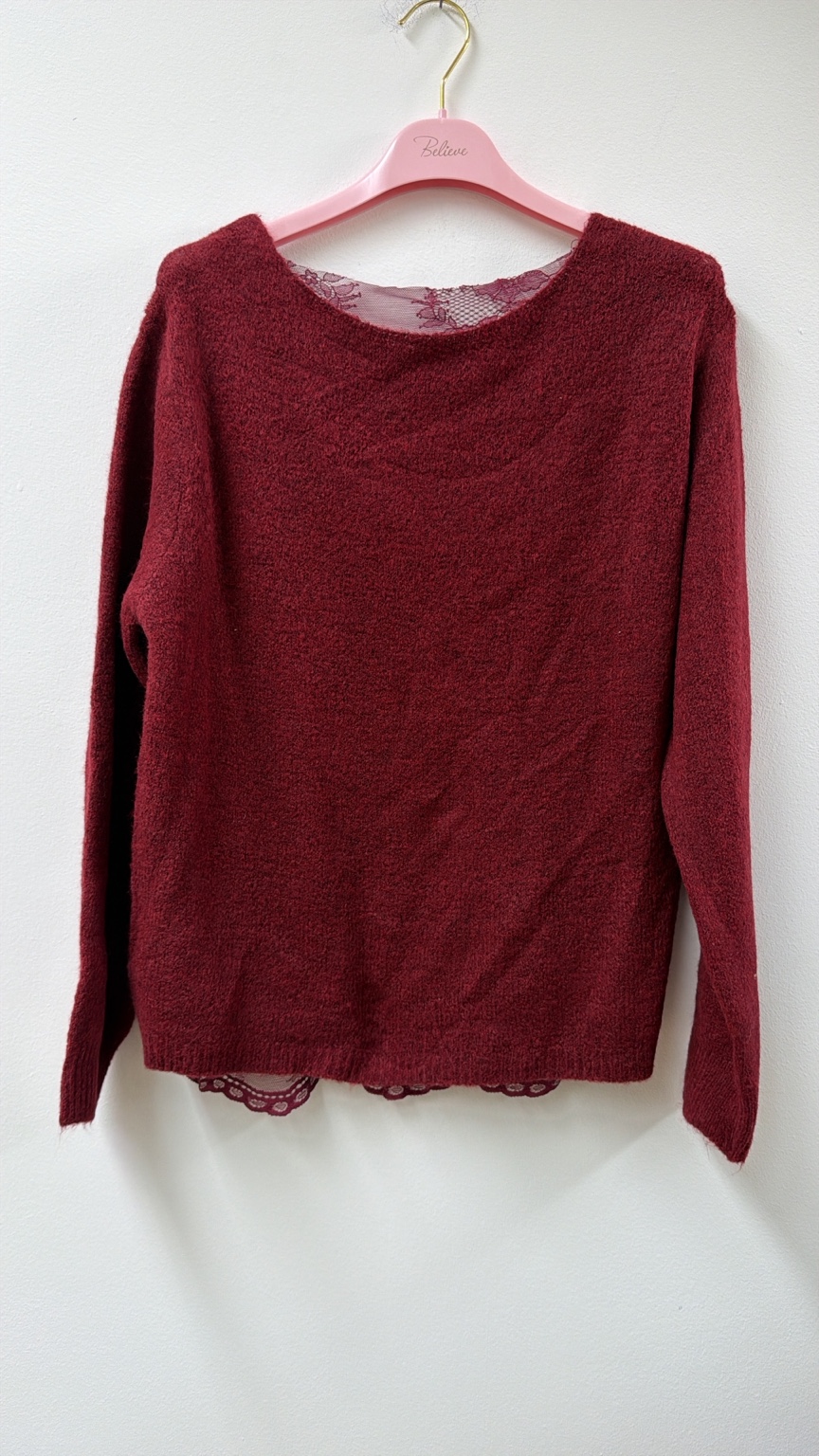 Strickpullover mit Spitzenrücken I SP0150 I Made in Italy 34-42/44