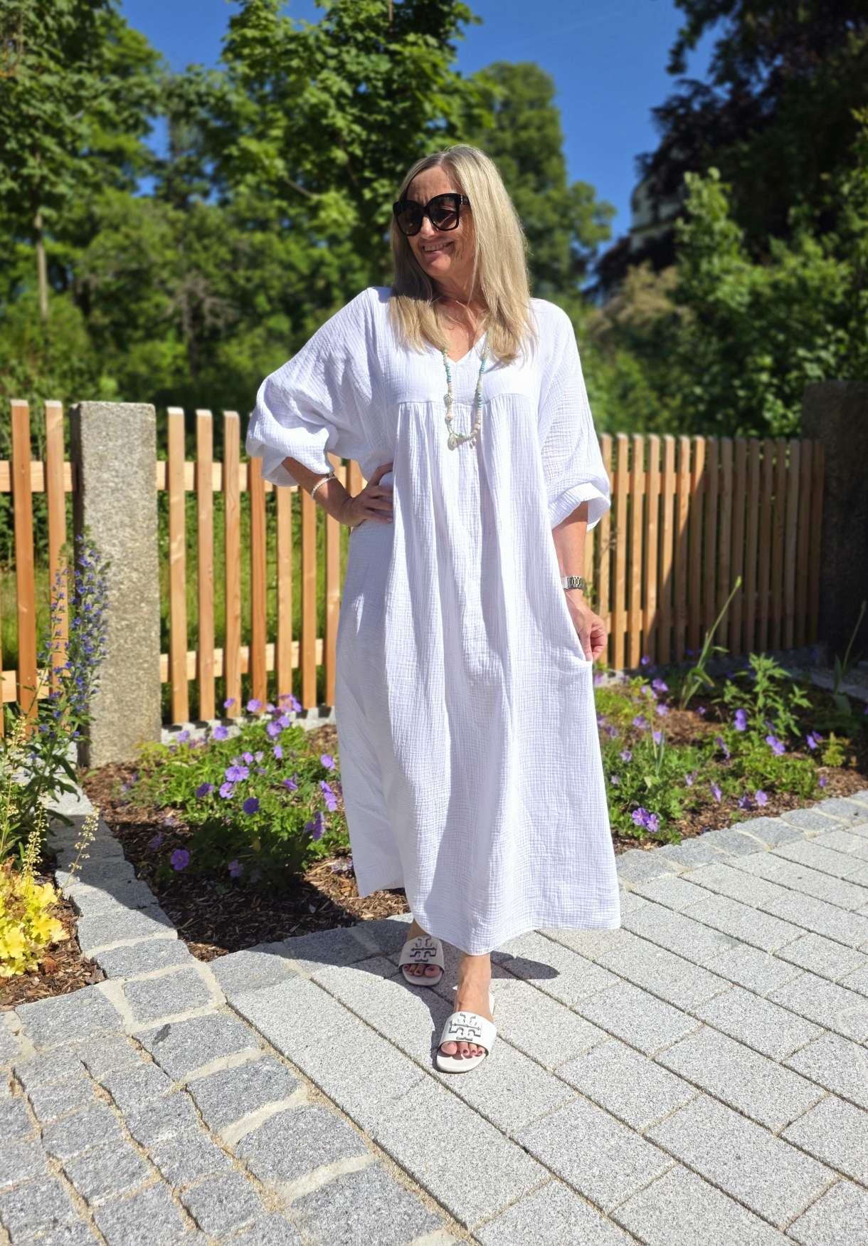 MUSSELIN MAXI DRESS PAROS NEW Made in Italy 34-46/48  Oversize Kleid