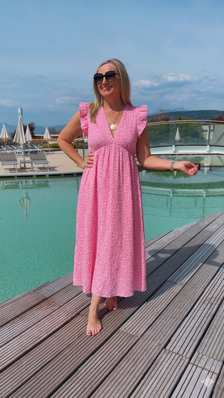 MUSSELIN LEO KLEID ZOE 34 - 42 Made in Italy ärmellos Rüsche