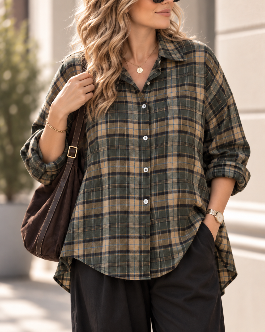 Cozy Flanell Karo Oversize-Bluse I BL0132 I 34-44 I Made in Italy