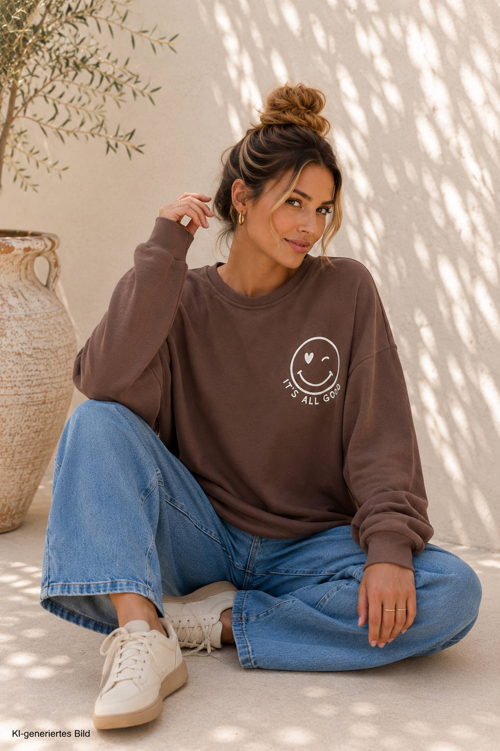 Sweatshirt „Happy Vibes NINA“ – Made in Italy