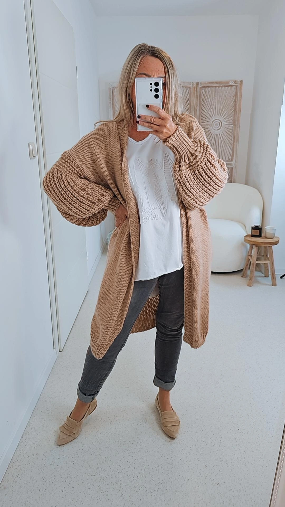 STRICKJACKE BARBARA Cardigan MADE IN ITALY  Gr. 34-42 Knielang versch. Farben