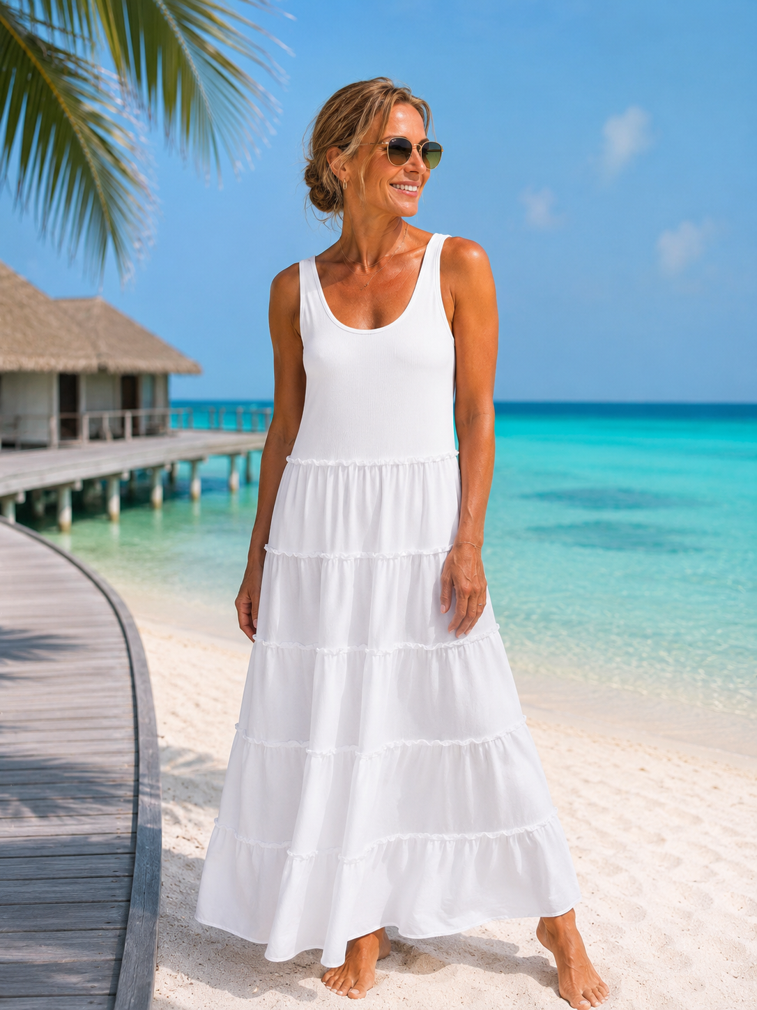 Maxikleid Amaya Volant-Stufen Made in Italy 34-40/42