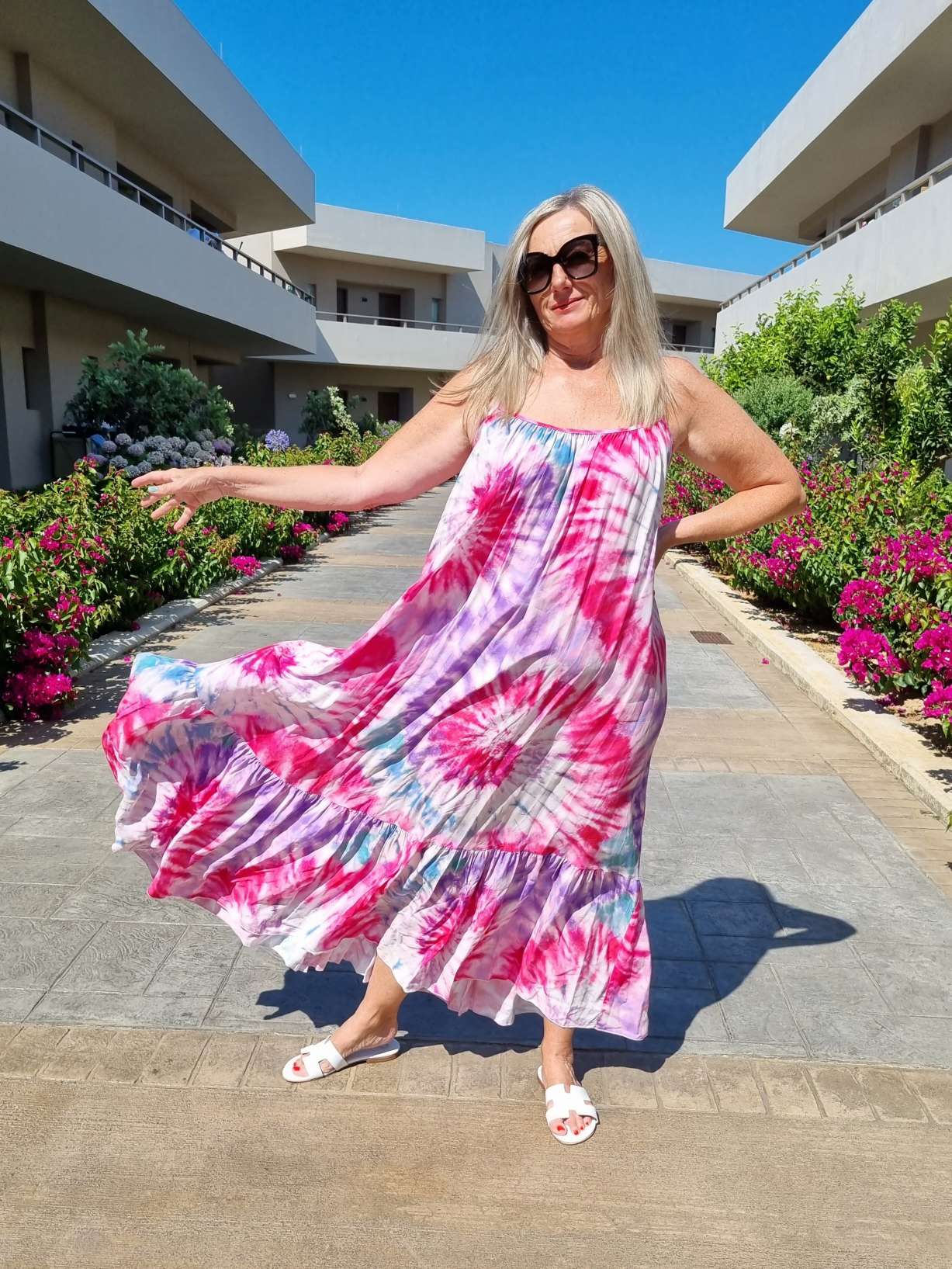SPAGHETTI DRESS DALLAS PINK 34-42 Made in Italy Maxi Kleid Sommer Strandkleid Abendkleid BATIK Tie Dye SPAGHETTI DRESS DALLAS PINK 34-42 Made in Italy Maxi Kleid Sommer Strandkleid Abendkleid BATIK Tie Dye