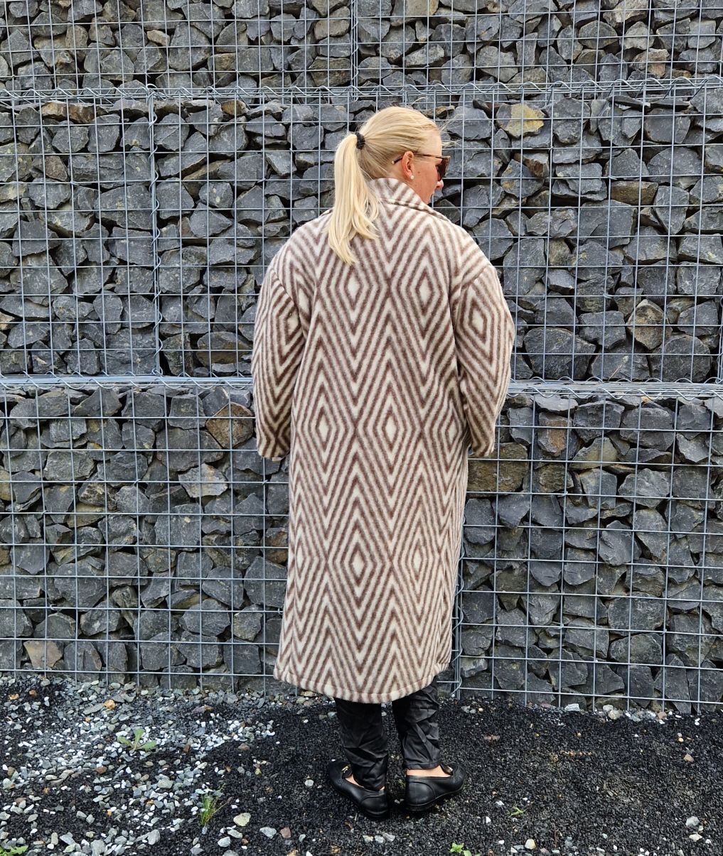 WOLL MANTEL MERLE STRIPES BRAUN 36-42 Made in Italy Winter Jacke Fleece Mantel COAT WOLL MANTEL MERLE STRIPES BRAUN 36-42 Made in Italy Winter Jacke Fleece Mantel COAT