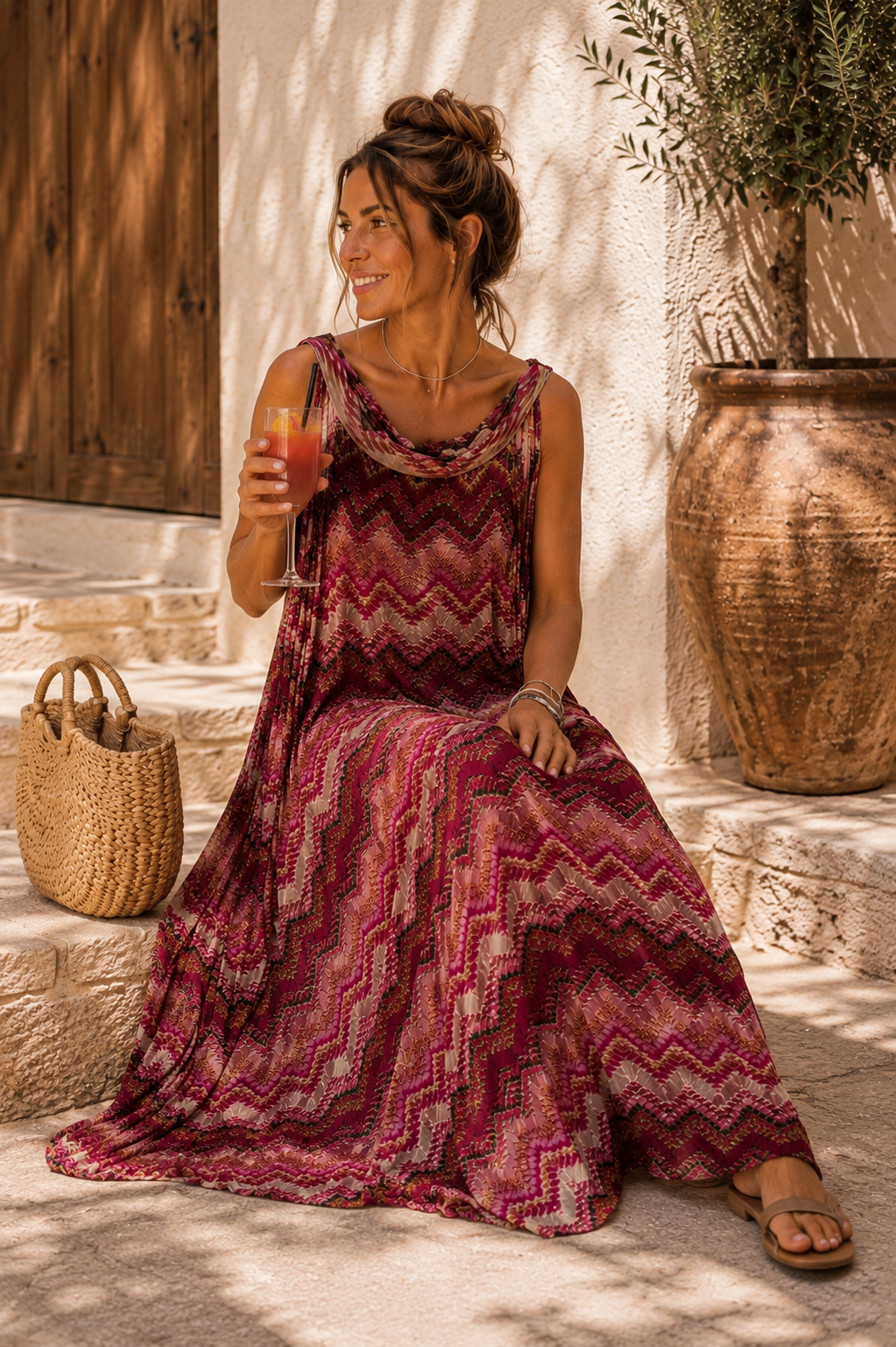 Plissee-Kleid Siena Glow – Made in Italy Gr. 34-42 Burgundy