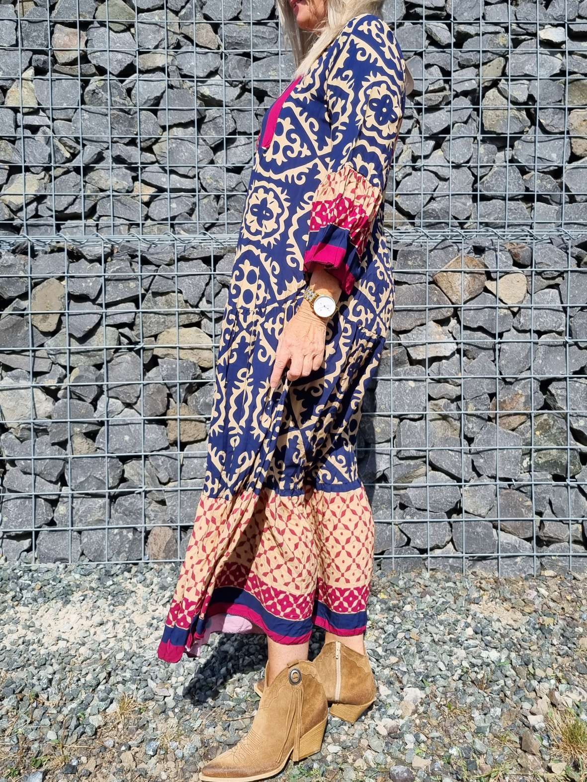 MAXI TUNIKA DRESS IRINA BLAU 34-42 Made in Italy langes Kleid Hängerchen Tunikakleid MAXI TUNIKA DRESS IRINA BLAU 34-42 Made in Italy langes Kleid Hängerchen Tunikakleid