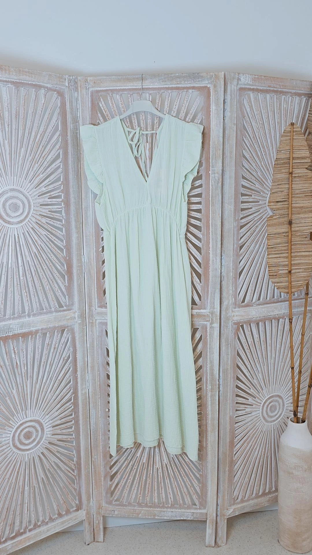 MUSSELIN KlEID ZOE BIANCO MIA 34 - 42 Made in Italy ärmellos Rüsche 