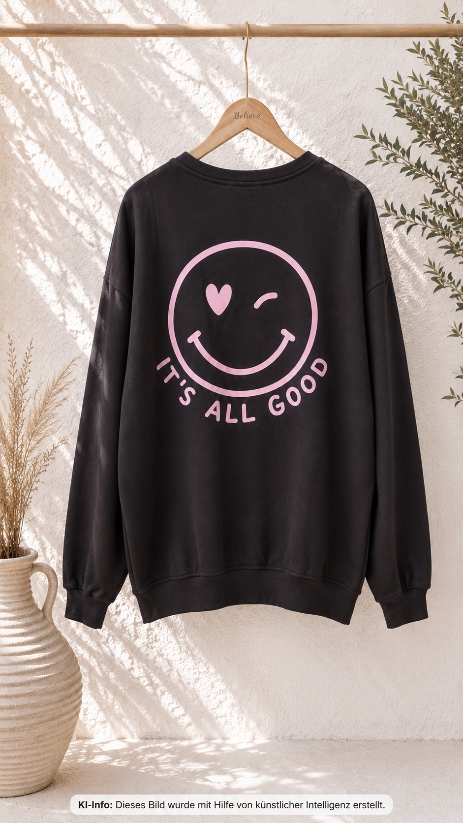 Sweatshirt „Happy Vibes NINA“ – Made in Italy