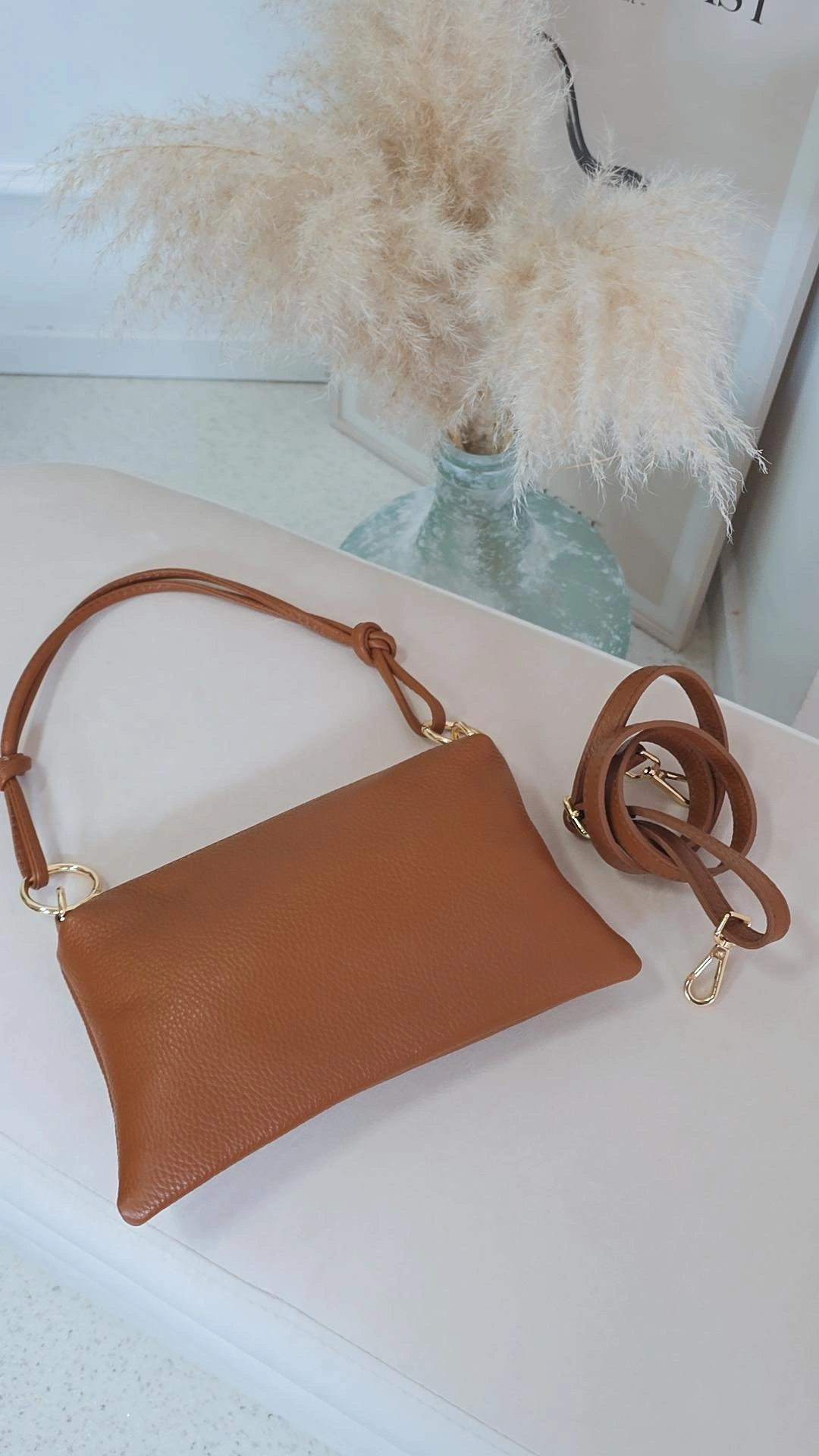 LEDERTASCHE MALIA Made in Italy Clutch Umhängetasche