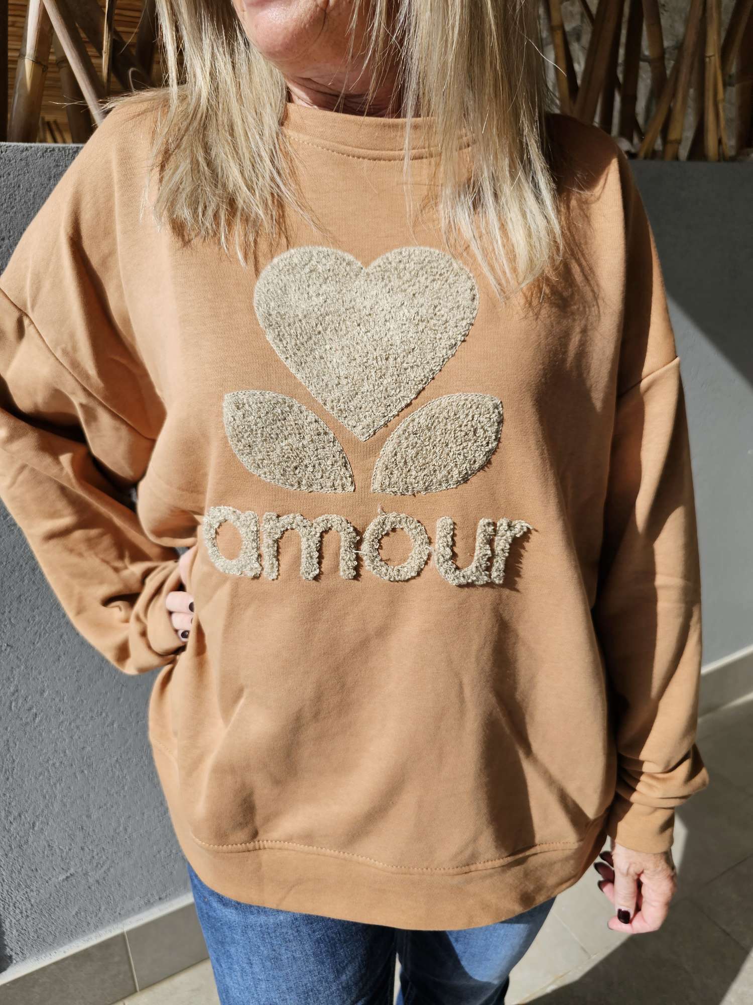 BASIC SWEATER AMOUR geflockt Made in Italy 34 - 42 BASIC SWEATER AMOUR geflockt Made in Italy 34 - 42