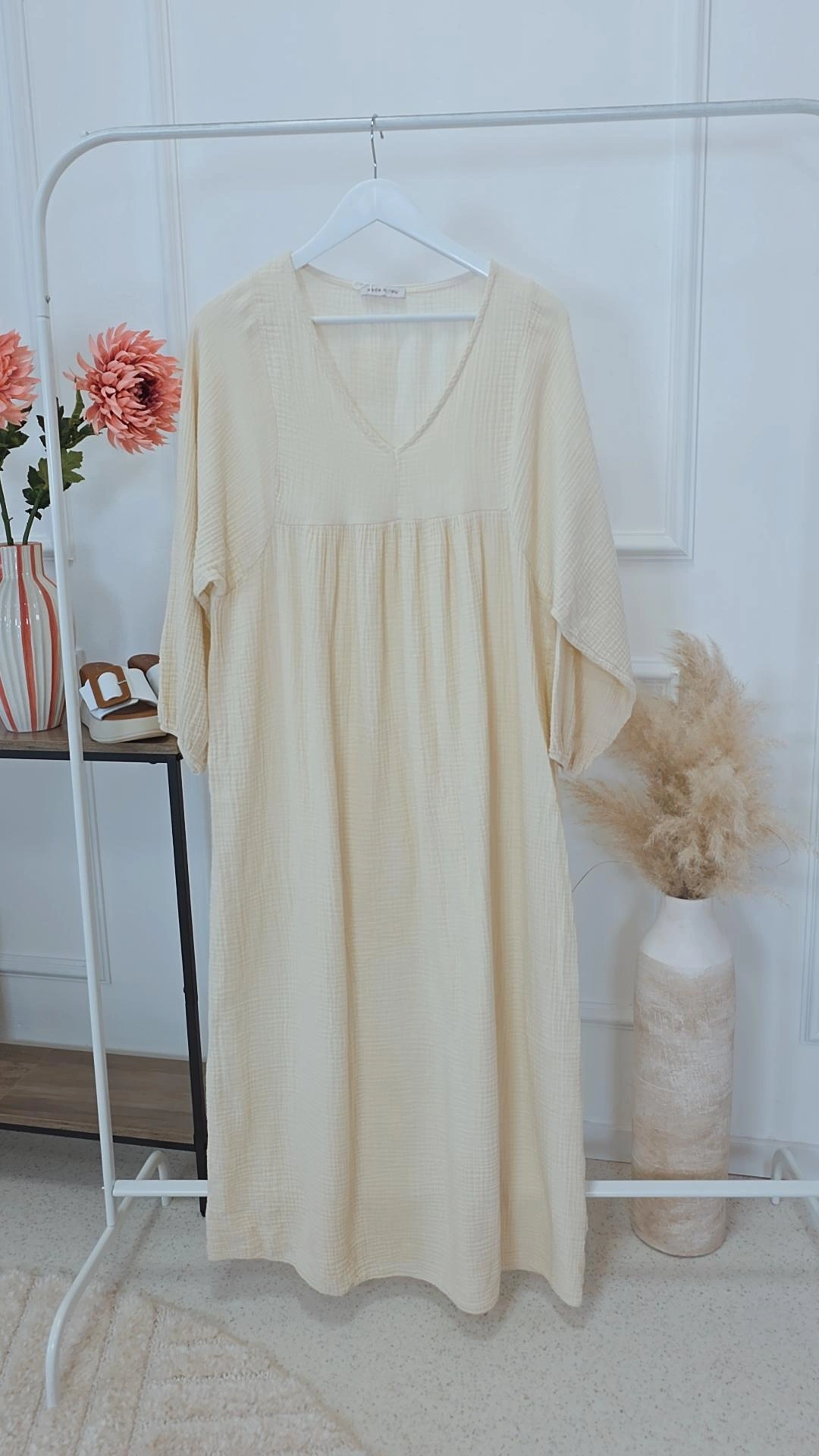 MUSSELIN MAXI DRESS PAROS NEW Made in Italy 34-44/46  Oversize Kleid