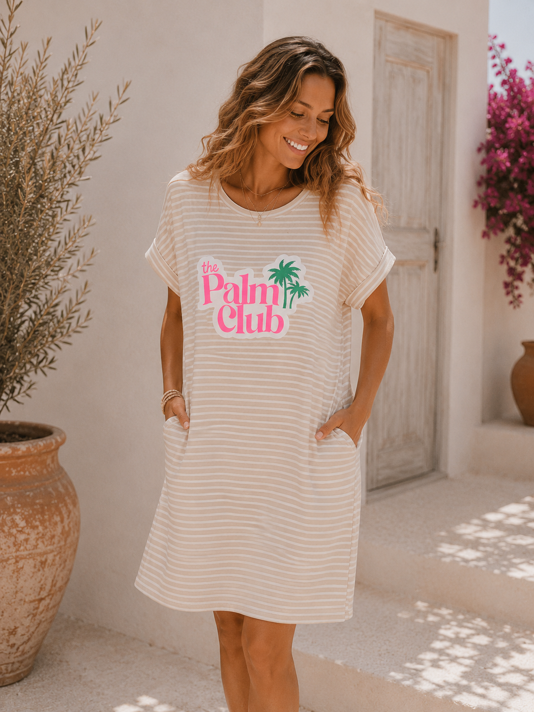 T-Shirt Kleid Valencia Stripes Palm Club Made in Italy 34-40/42