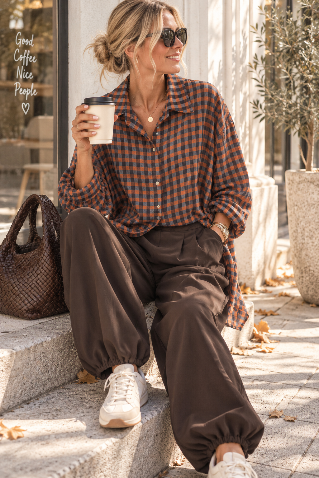 Oversize-Karo-Bluse BL0105 – Made in Italy Gr. 34-44