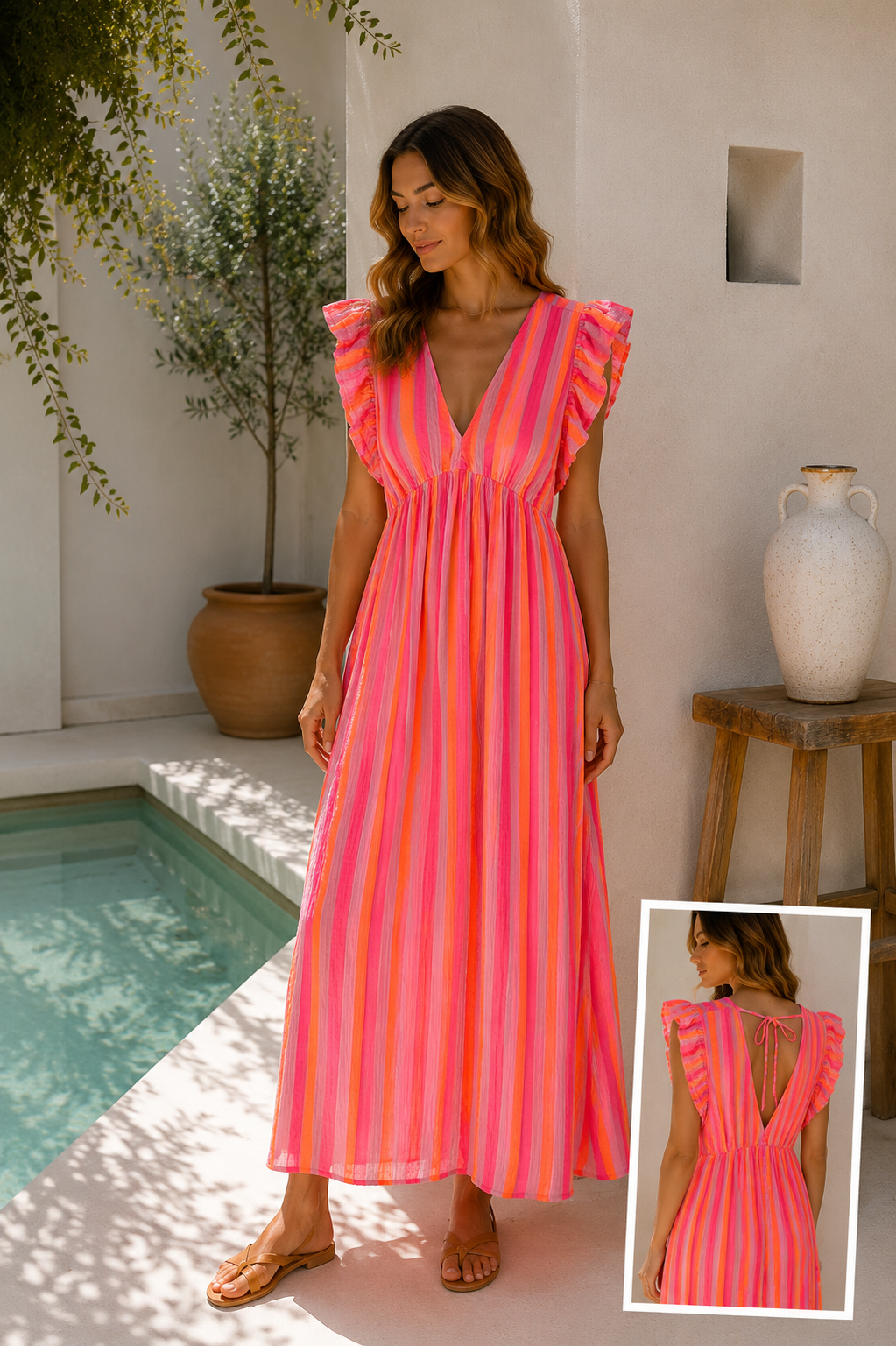 MUSSELIN LEO KLEID ZOE 34 - 42 Made in Italy ärmellos Rüsche
