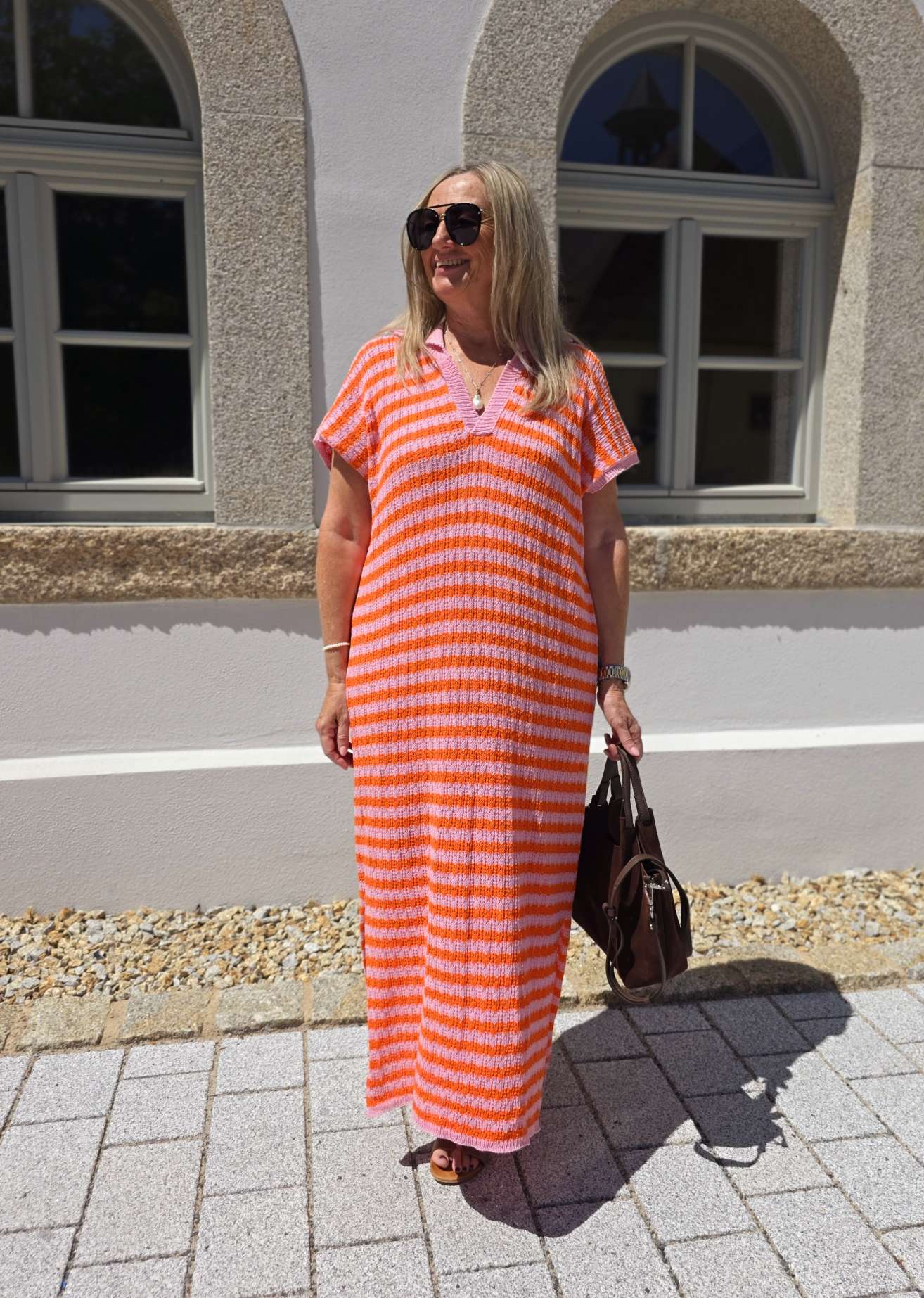 EDLES STRICKKLEID PAGUERA STRIPES Made in Italy 34 - 44 KNIT DRESS Oversize 