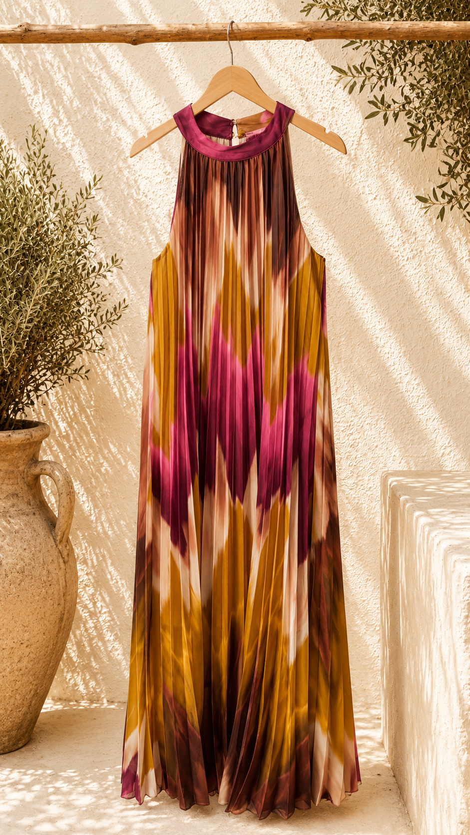 Maxi-Plissee-Kleid „Savina“ – Made in Italy  – ZickZack Muster Gr. 34-42
