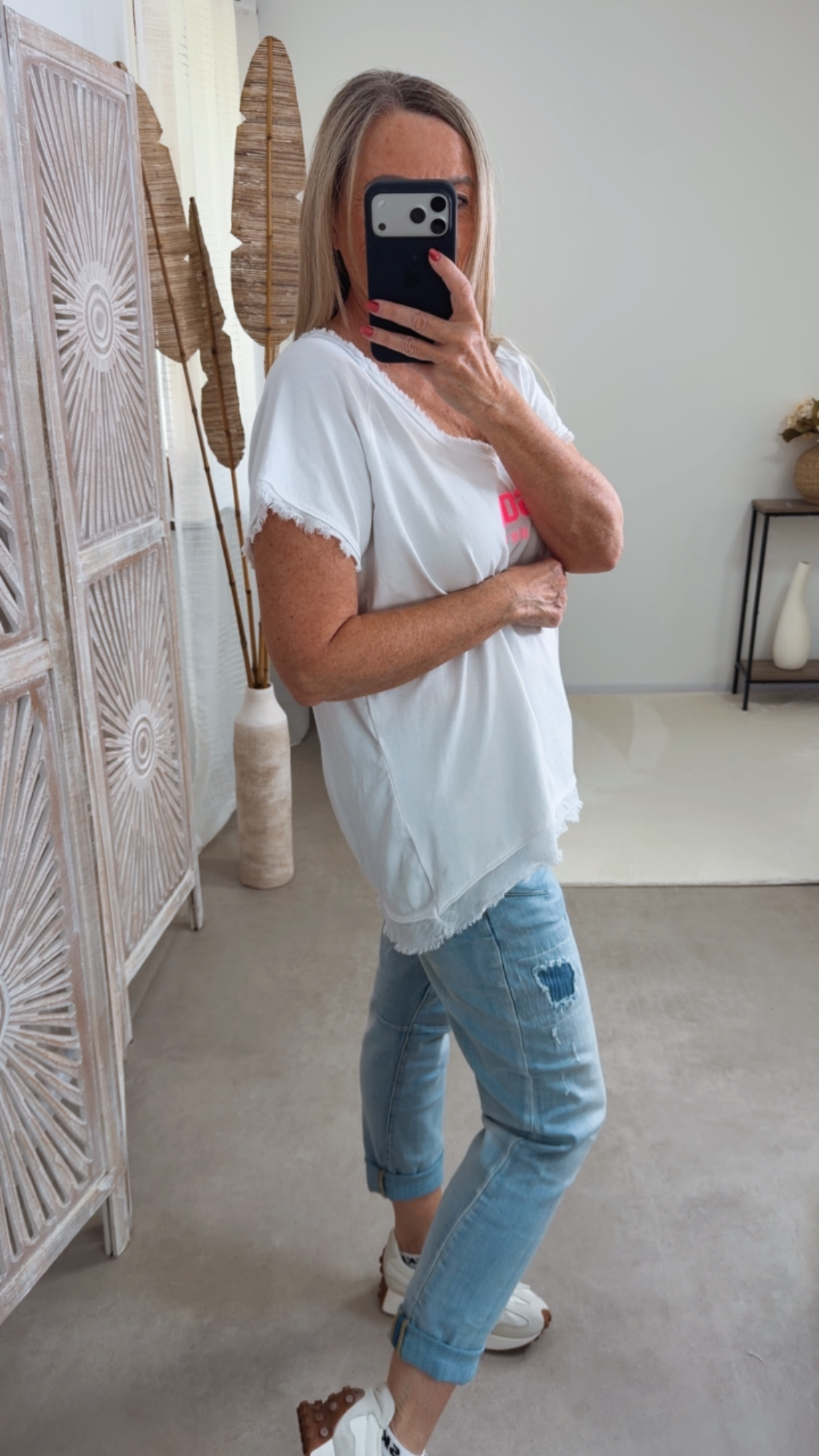 Basic T-Shirt „Marie Soho New York“ – Made in Italy 🌸 Größe 34 bis 42