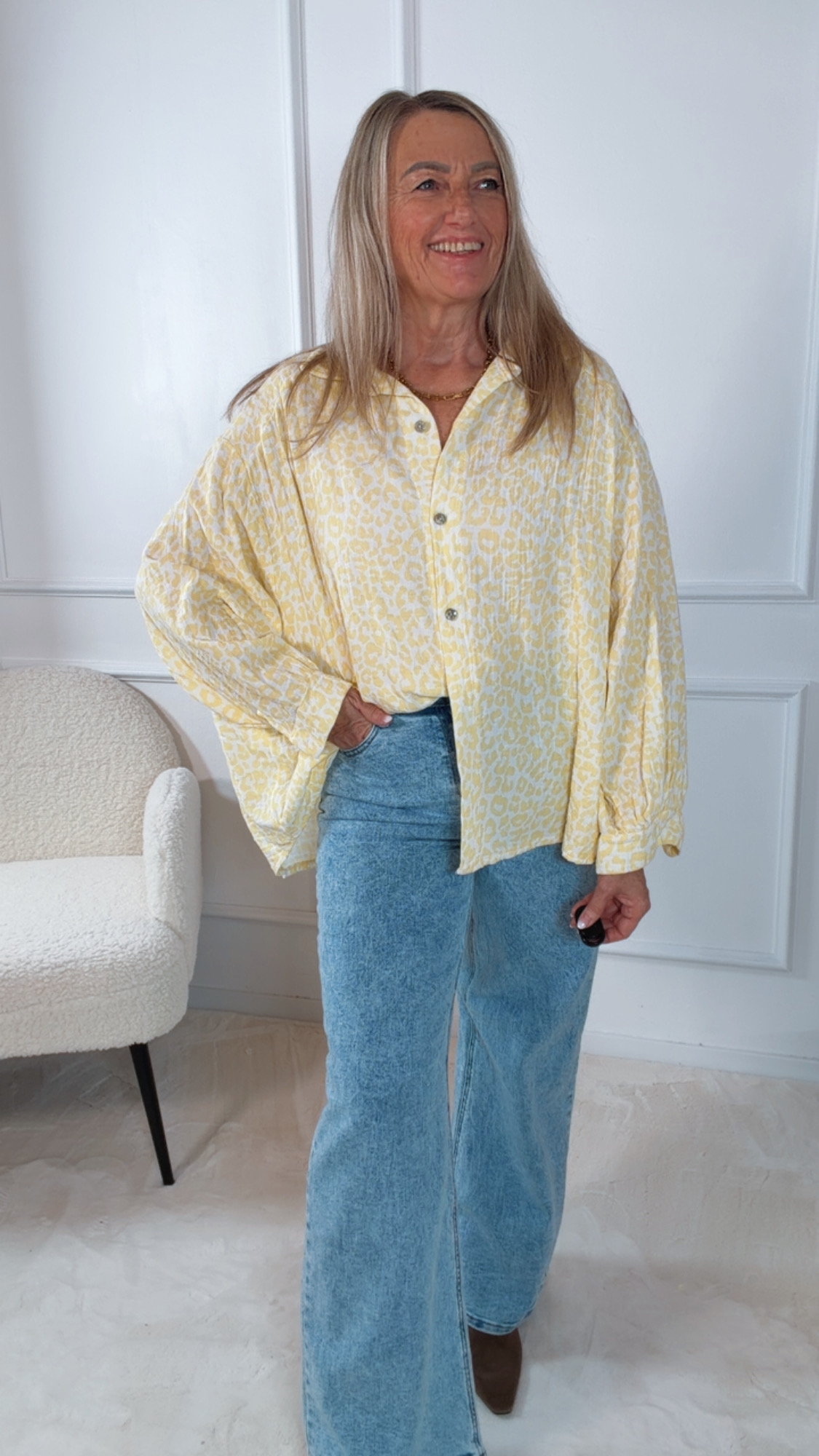 MUSSELIN BLUSE MEGAN LEO KURZ Made in Italy 34-44/46