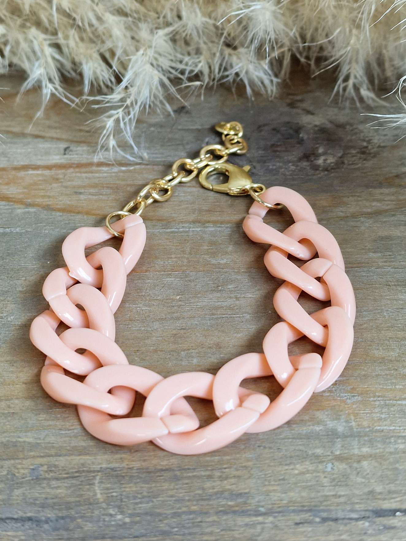 ARMBAND BRACELET BEACH VIBES APRIKOT Metall Goldfarbig Resin Harz  