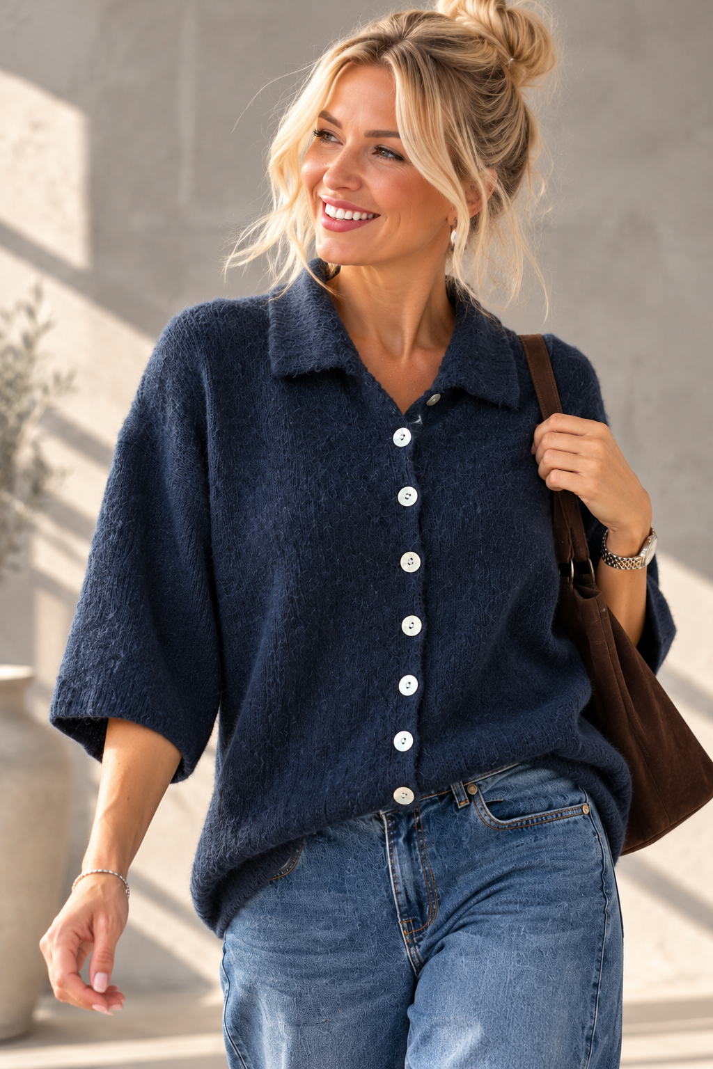 Cardigan Basic Alpaka Uni I ST0076 I Made in Italy 34-44 Strickjacke