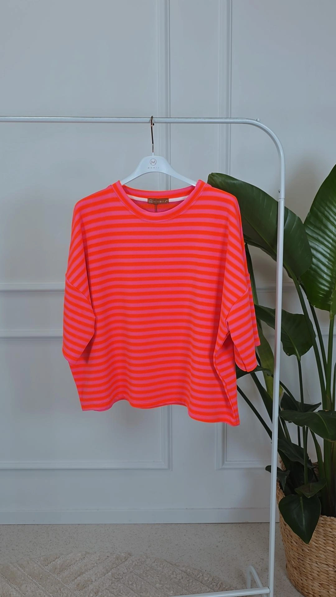 OVERSIZE SWEATER STRIPES TAMSIN Made in Italy 34-44 Kurzarm Sweatshirt