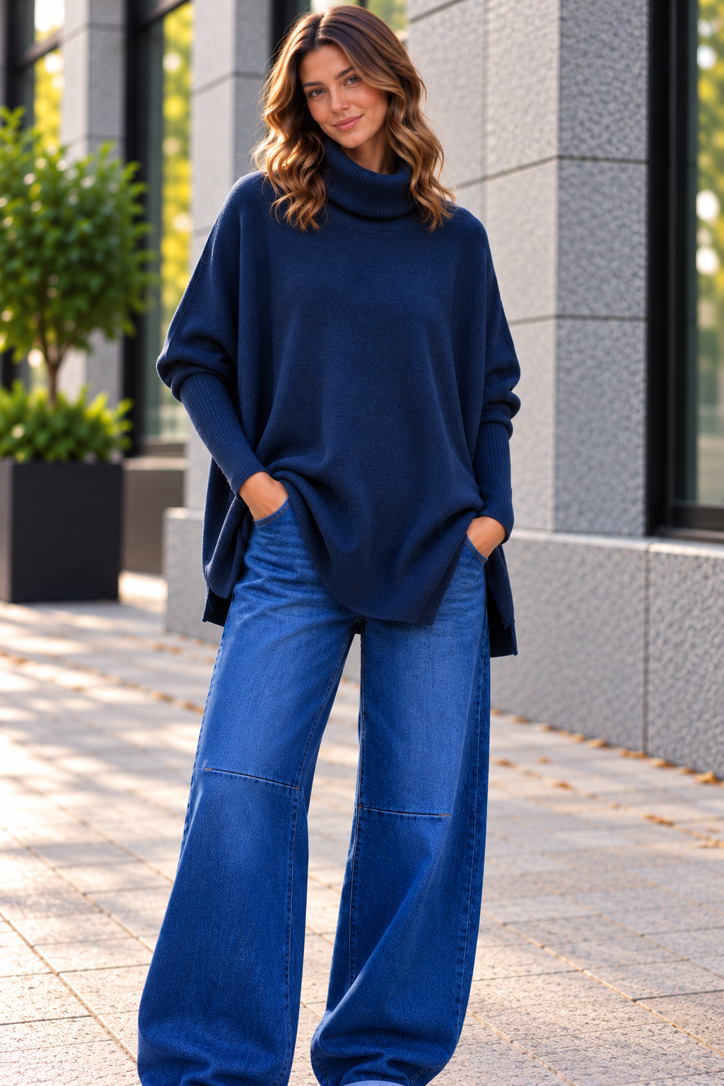 Oversize Rollkragen-Pullover Uni RP0164 I Made in Italy 34-44/46 Strick Pullover