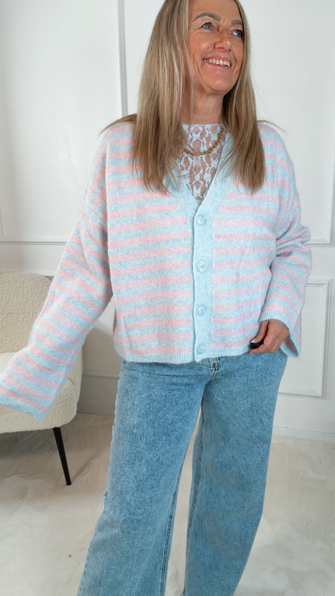 CARDIGAN VILDA STRIPES ITALY STYLE 34-40 Pullover Streifen