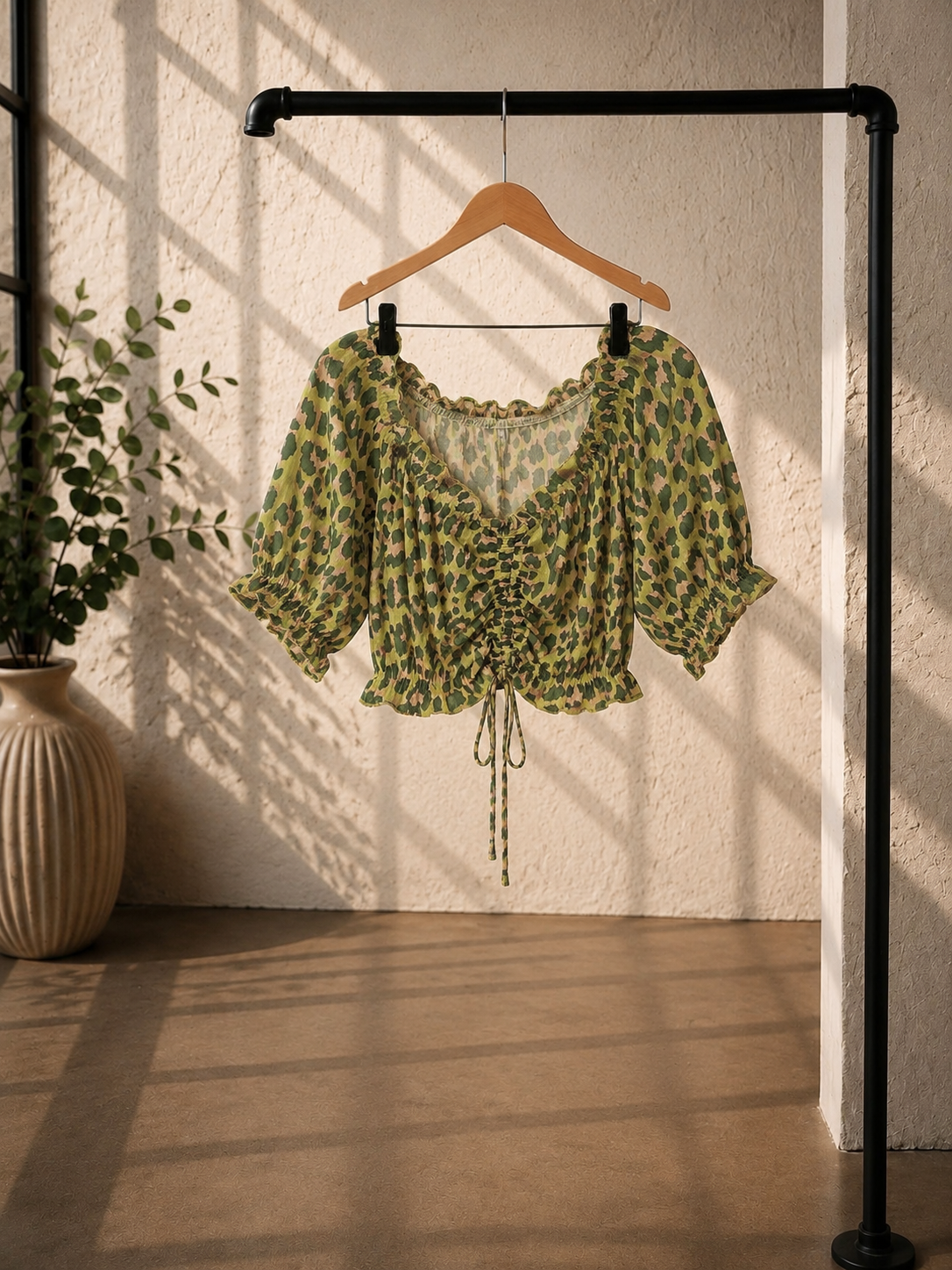 Bluse Cropped Musselin Savanna Leo Made in Italy 34-40/42
