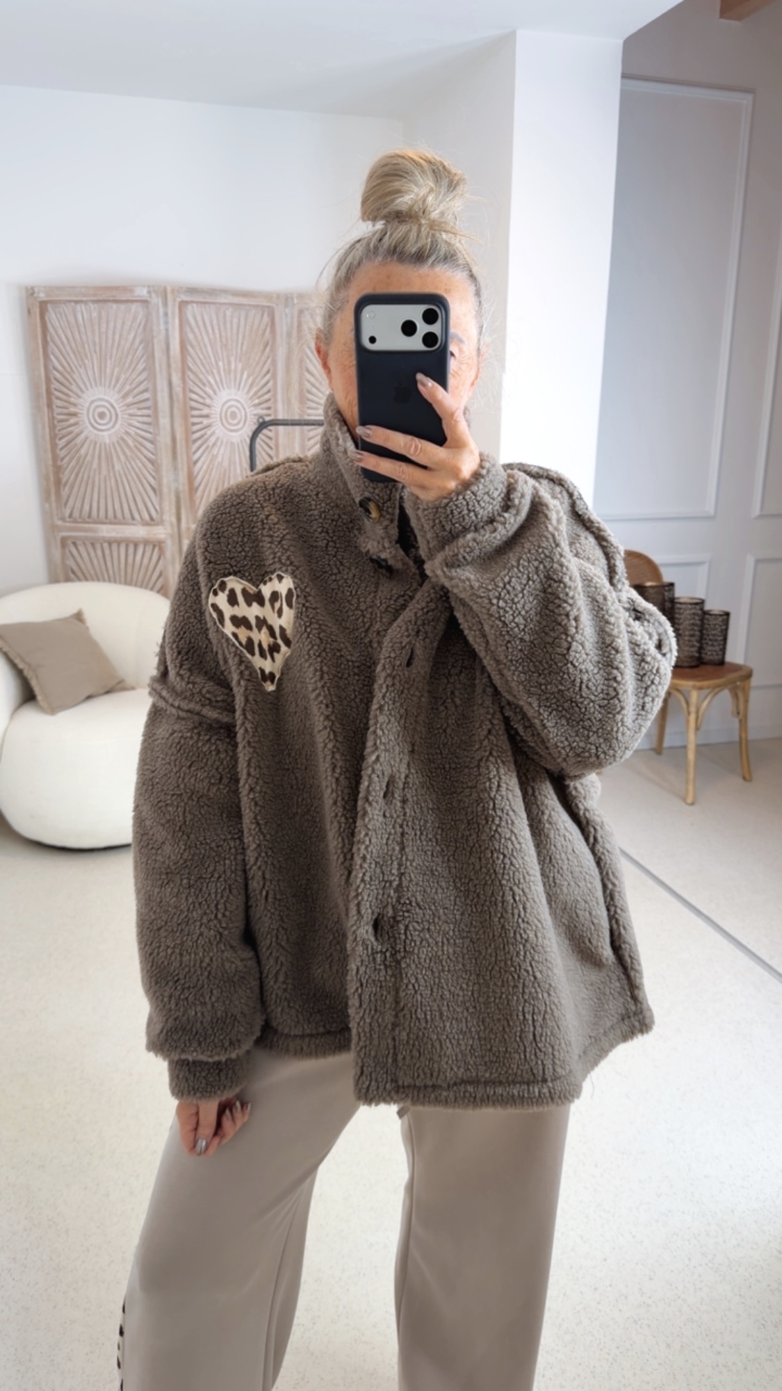 OVERSIZE TEDDY JACKE JANNIKA 2 LEO HEART Made in Italy 36-44/46