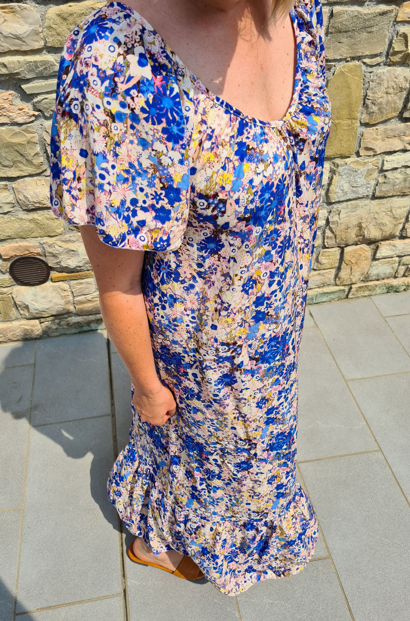 MAXI DRESS AURORA FLOWERS BLAU 34-42 Made in Italy langes Sommer Kleid Blumen MAXI DRESS AURORA FLOWERS BLAU 34-42 Made in Italy langes Sommer Kleid Blumen
