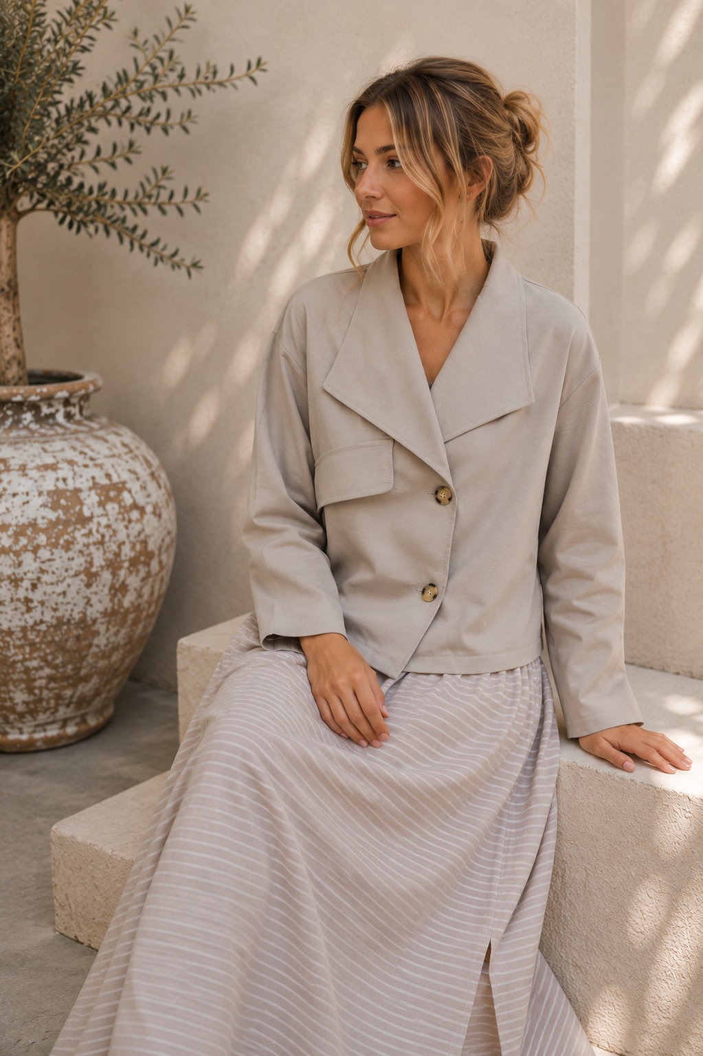 Jacke Enya – lässige Uni-Jacke mit Statement-Kragen Uni Made in Italy 34-42/44